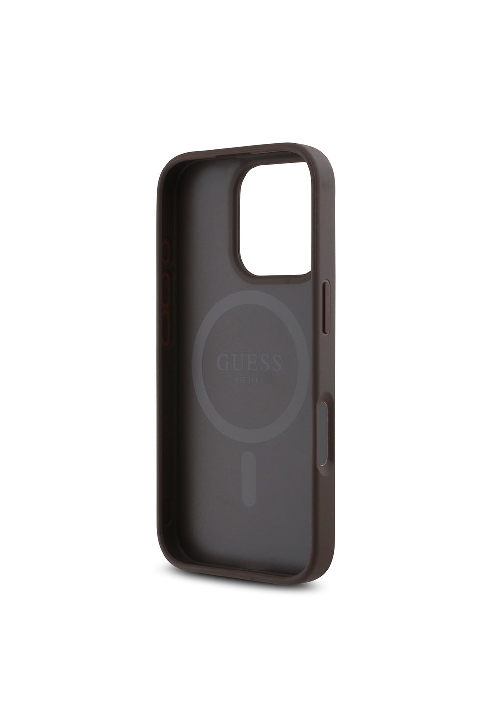 Apple iPhone 16 Pro Max Kılıf Guess Orijinal Lisanslı Manyetik Şarj Uyumlu PU Üçgen Logo 4G Desenli Kapak