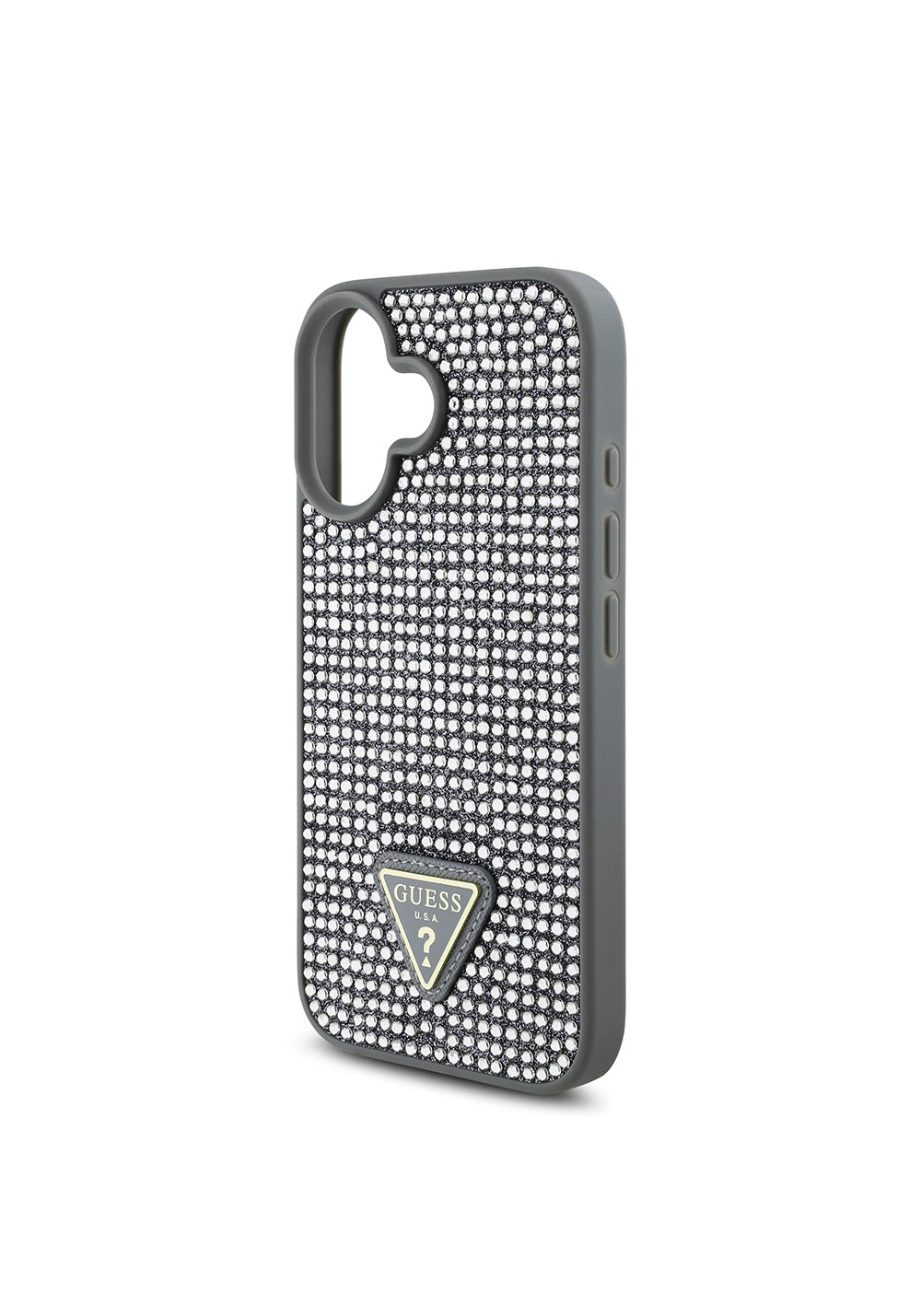 Apple iPhone 16 Kılıf Guess Orijinal Lisanslı Taşlı Arka Yüzey Üçgen Logolu Kapak
