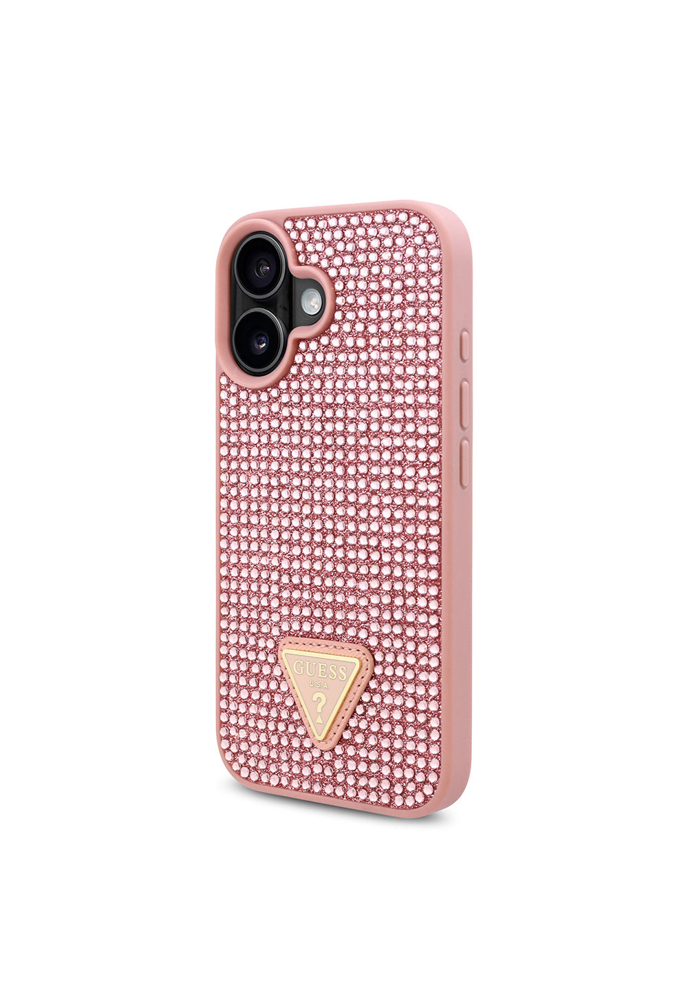 Apple iPhone 16 Kılıf Guess Orijinal Lisanslı Taşlı Arka Yüzey Üçgen Logolu Kapak