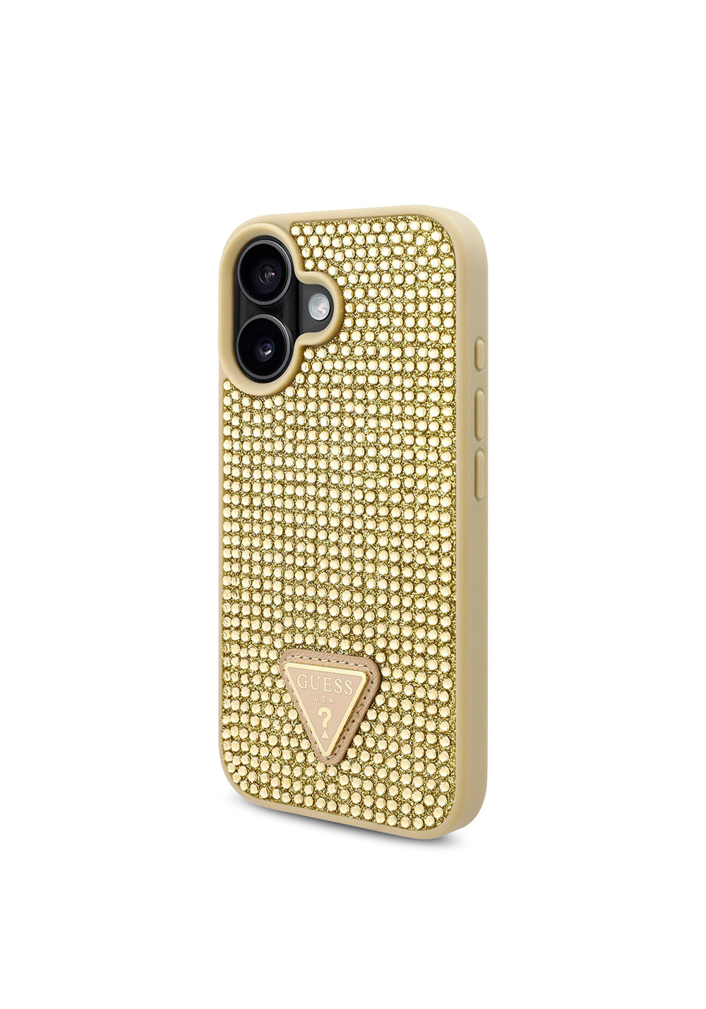Apple iPhone 16 Plus Kılıf Guess Orijinal Lisanslı Taşlı Arka Yüzey Üçgen Logolu Kapak