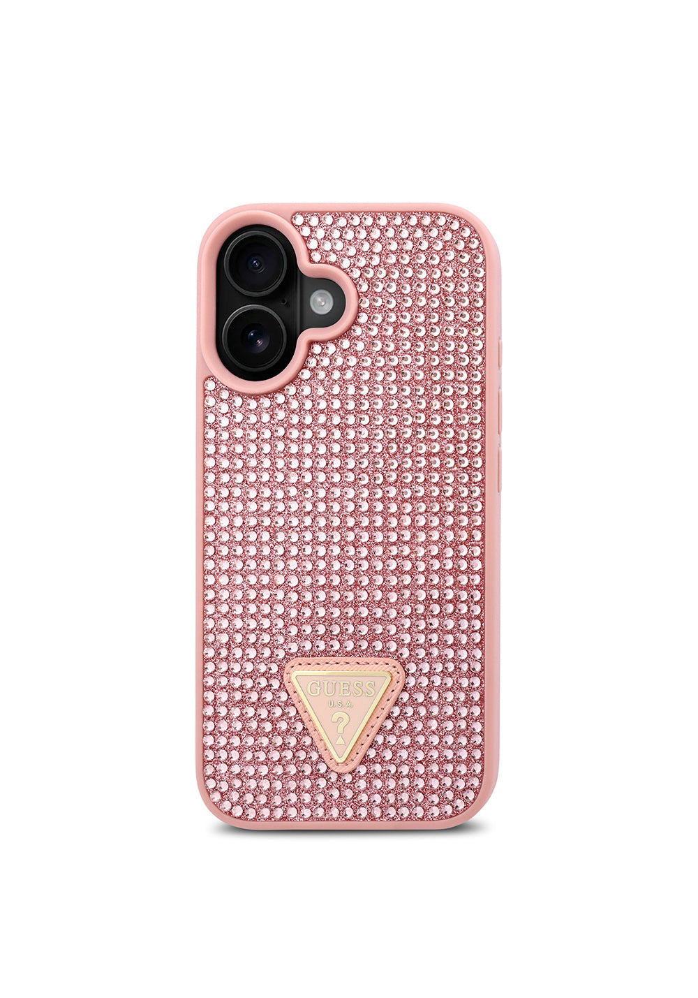 Apple iPhone 16 Plus Kılıf Guess Orijinal Lisanslı Taşlı Arka Yüzey Üçgen Logolu Kapak