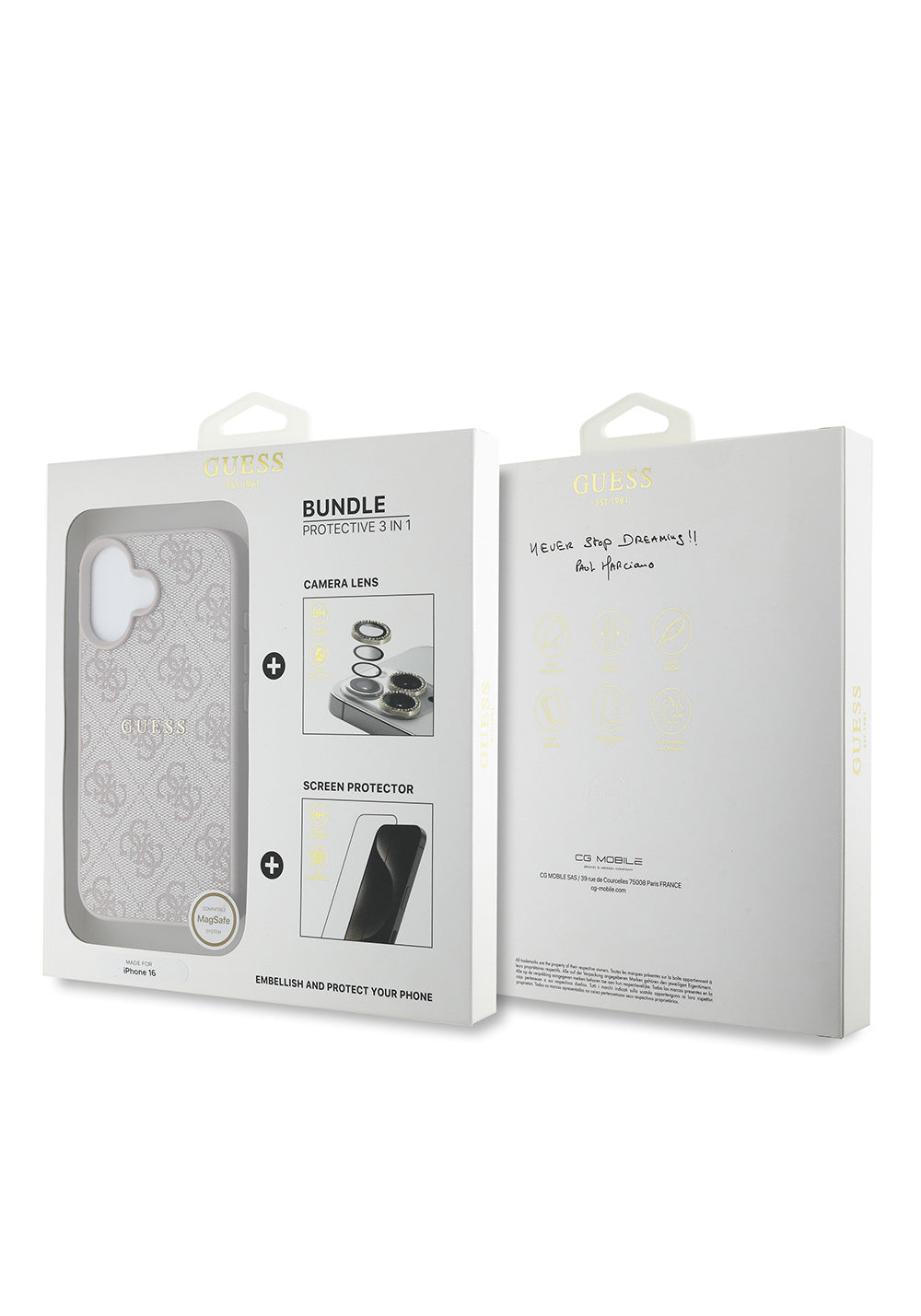 Apple iPhone 16 Guess Orijinal Lisanslı Kılıf + Ekran Koruyucu + Lens Koruyucu 3in1 Aksesuar Seti
