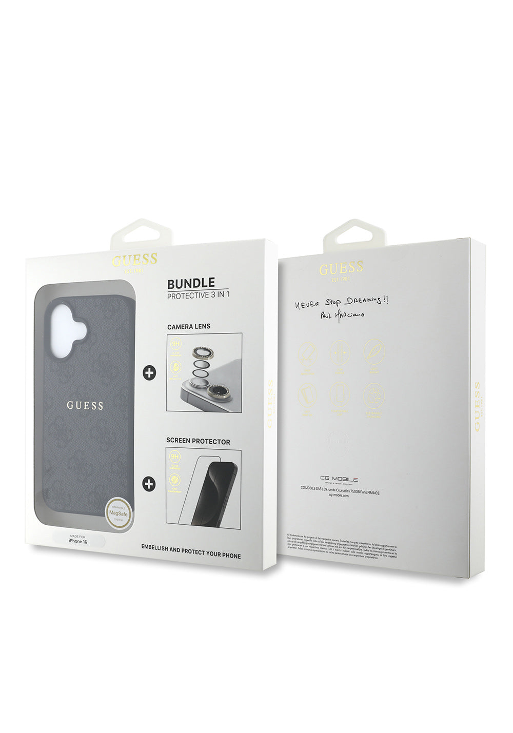 Apple iPhone 16 Guess Orijinal Lisanslı Kılıf + Ekran Koruyucu + Lens Koruyucu 3in1 Aksesuar Seti