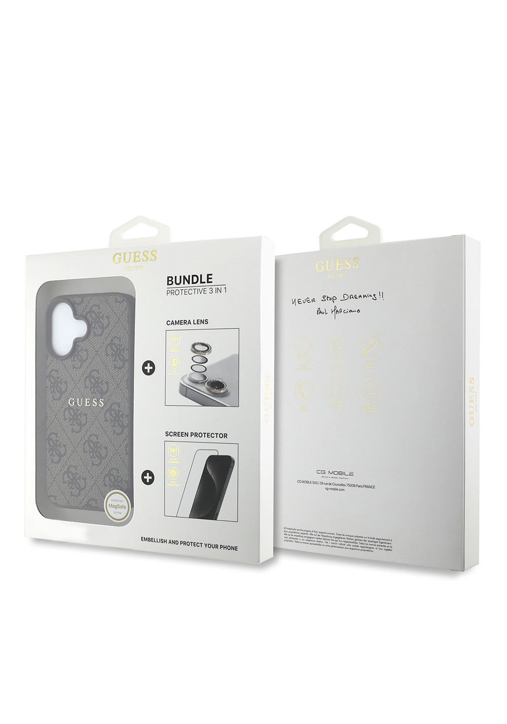 Apple iPhone 16 Plus Guess Orijinal Lisanslı Kılıf + Ekran Koruyucu + Lens Koruyucu 3in1 Aksesuar Seti