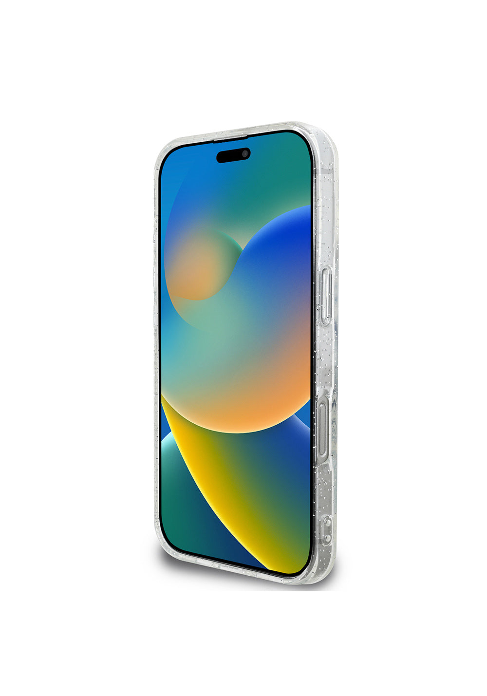 Apple iPhone 16 Pro Max Guess Orijinal Lisanslı 3'lü Aksesuar Seti IML Baskılı Simli Glitter Kılıf + Ekran Koruyucu + Lens Koruyucu