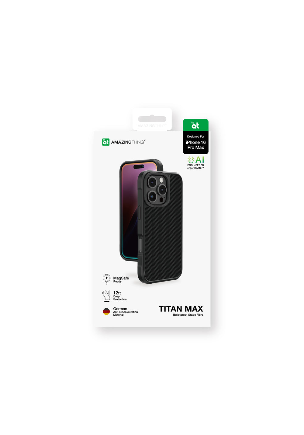 Apple iPhone 16 Pro Max Kılıf Manyetik Şarj Uyumlu 600D Aramid Fiber Amazingthing Titan Max Serisi Kapak