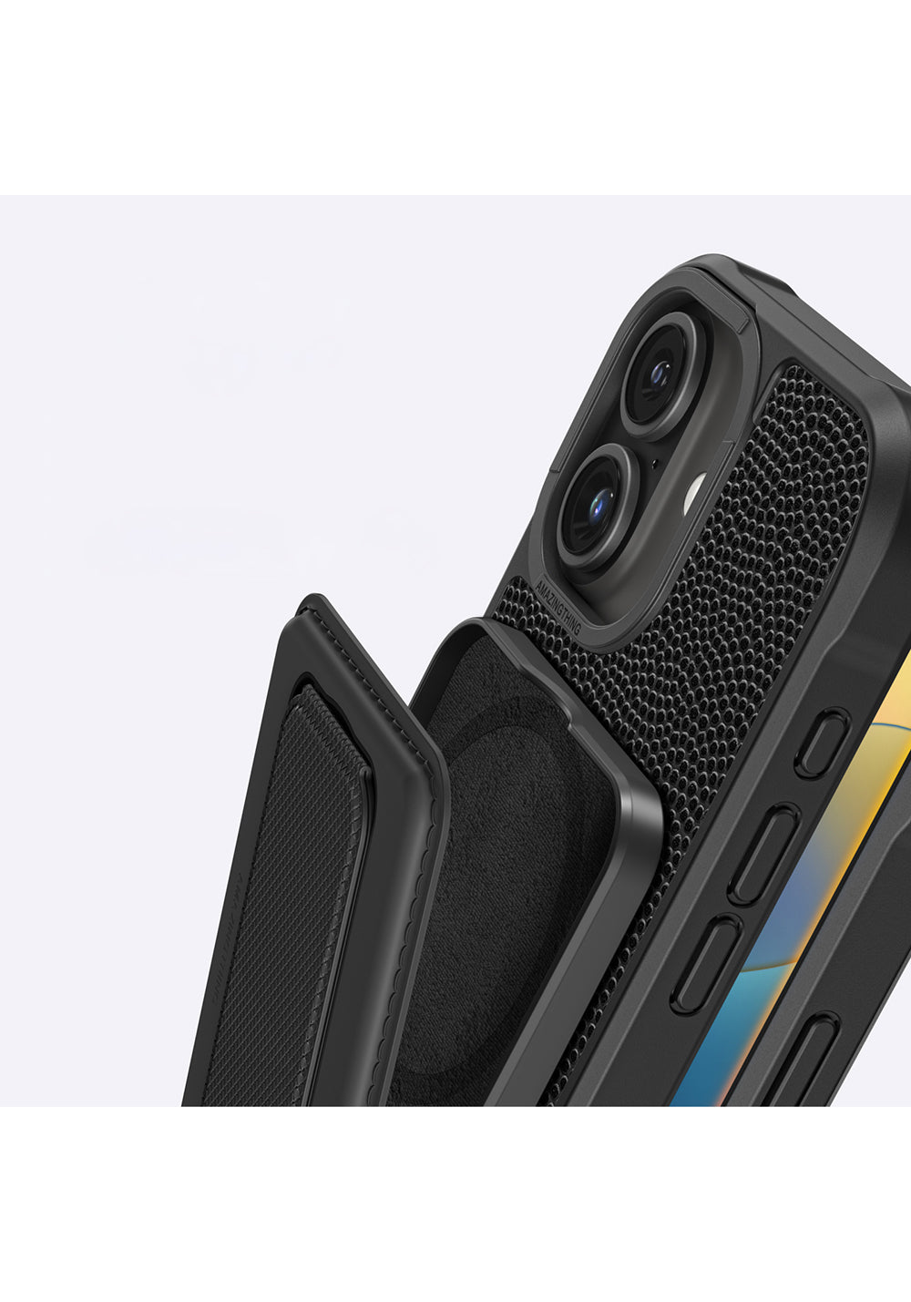 Apple iPhone 16 Plus Kılıf Manyetik Şarj Uyumlu Standlı Kartlıklı Set Amazinghing Glamour Luxe Serisi Kapak