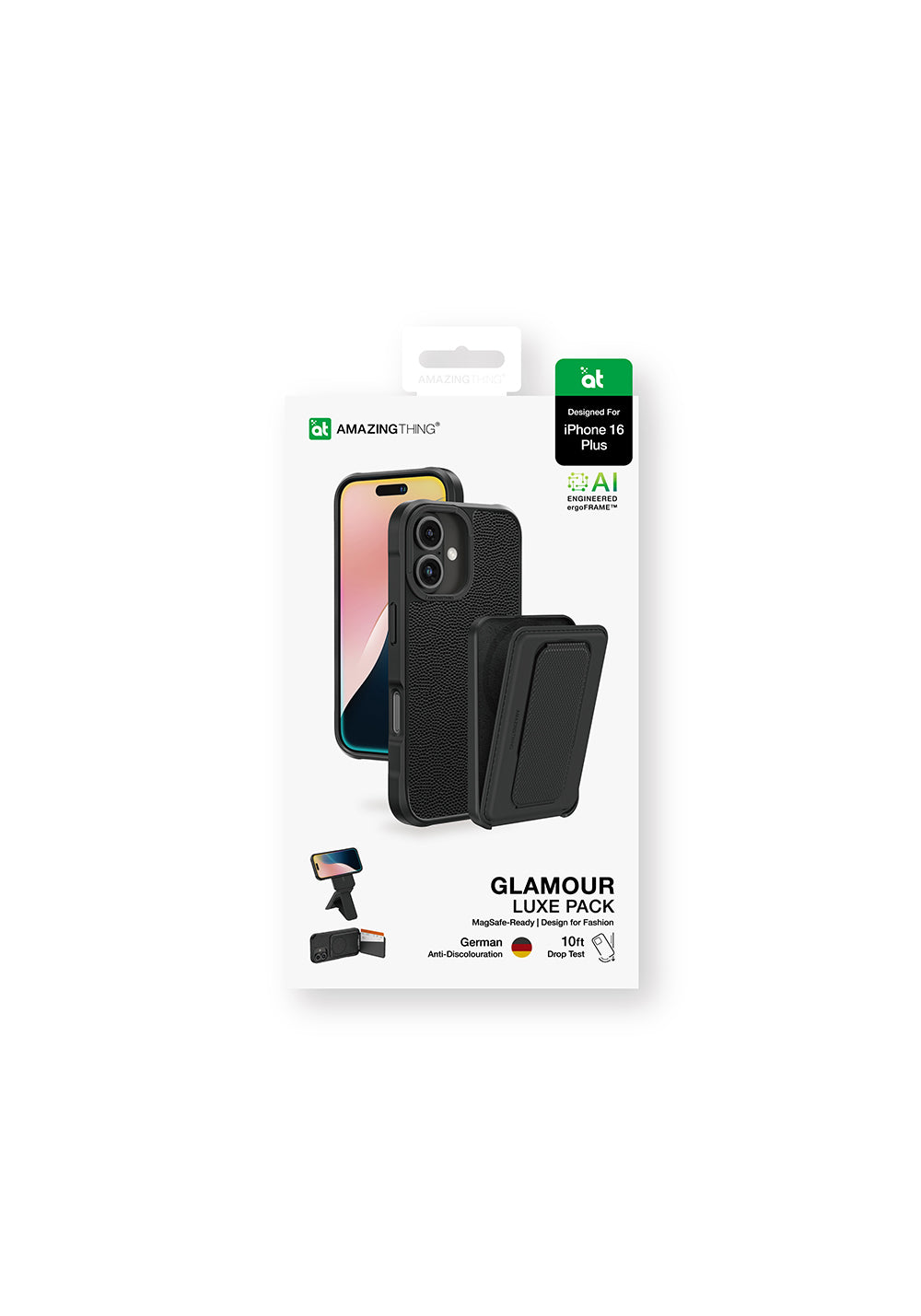 Apple iPhone 16 Plus Kılıf Manyetik Şarj Uyumlu Standlı Kartlıklı Set Amazinghing Glamour Luxe Serisi Kapak