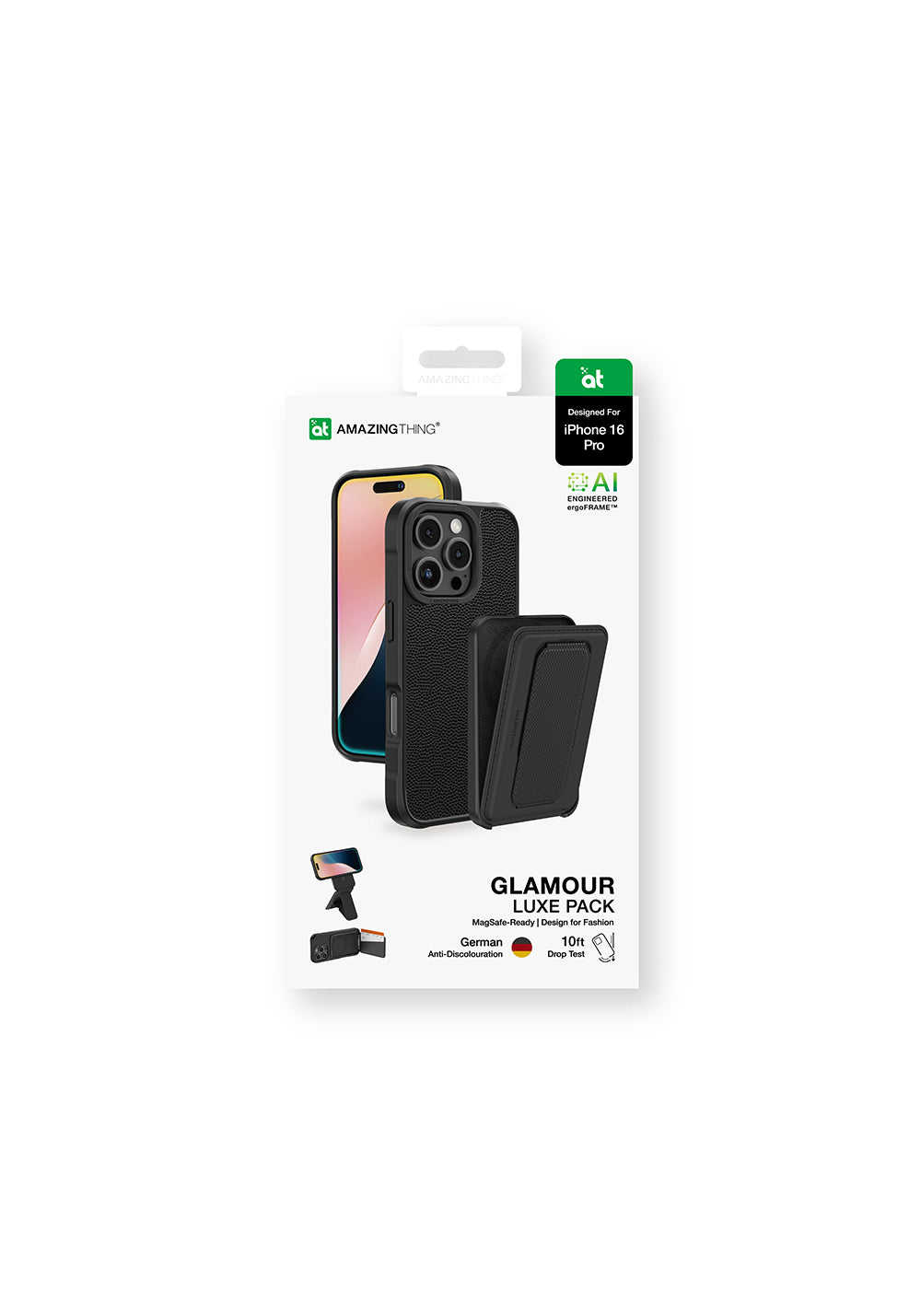 Apple iPhone 16 Pro Kılıf Manyetik Şarj Uyumlu Standlı Kartlıklı Set Amazingthing Glamour Luxe Serisi Kapak