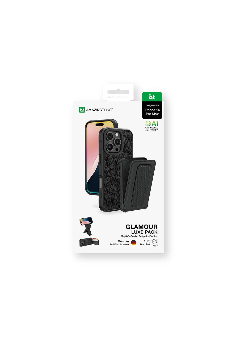 Apple iPhone 16 Pro Max Kılıf Manyetik Şarj Uyumlu Standlı Kartlıklı Set Amazingthing Glamour Luxe Serisi Kapak