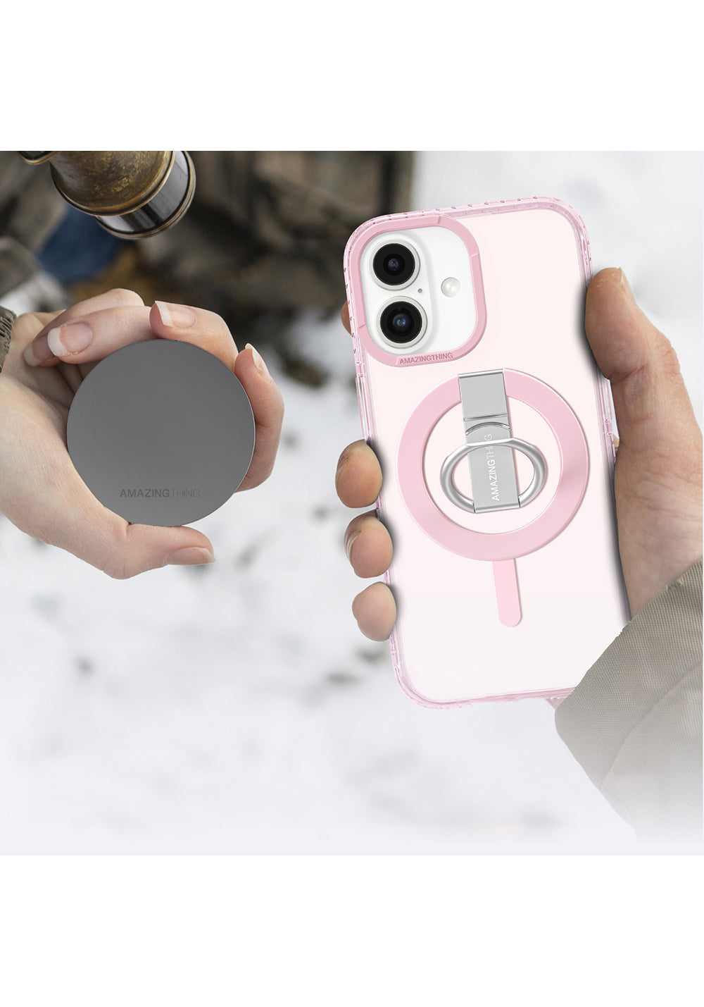 Apple iPhone 16 Kılıf Manyetik Şarj Uyumlu Yüzük Standlı Amazingthing Titan Pro Serisi Kapak