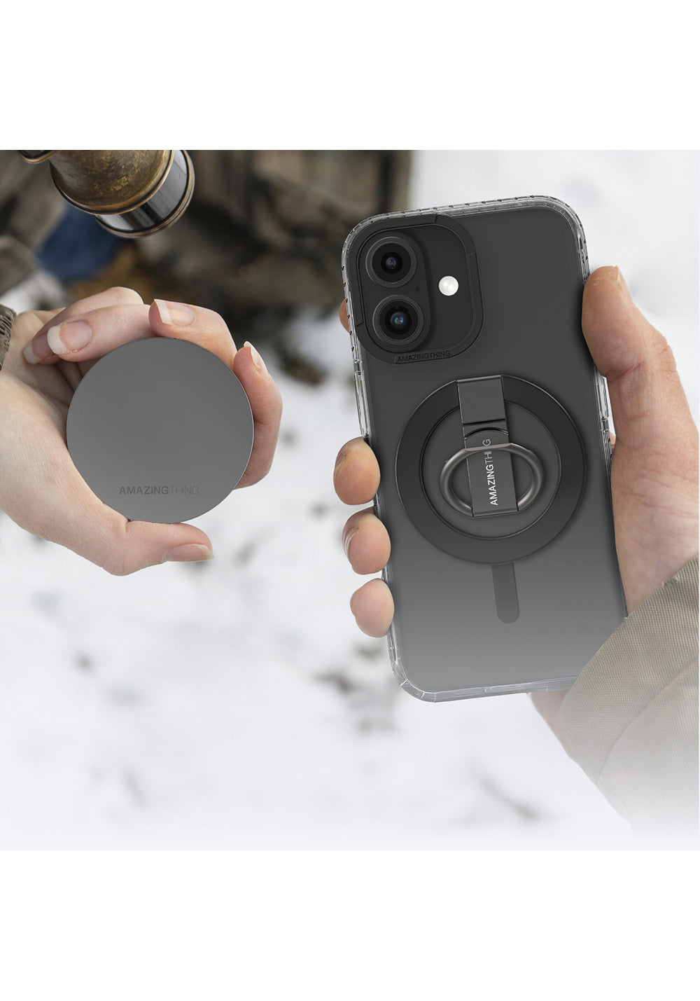 Apple iPhone 16 Plus Kılıf Manyetik Şarj Uyumlu Yüzük Standlı Amazingthing Titan Pro Serisi Kapak