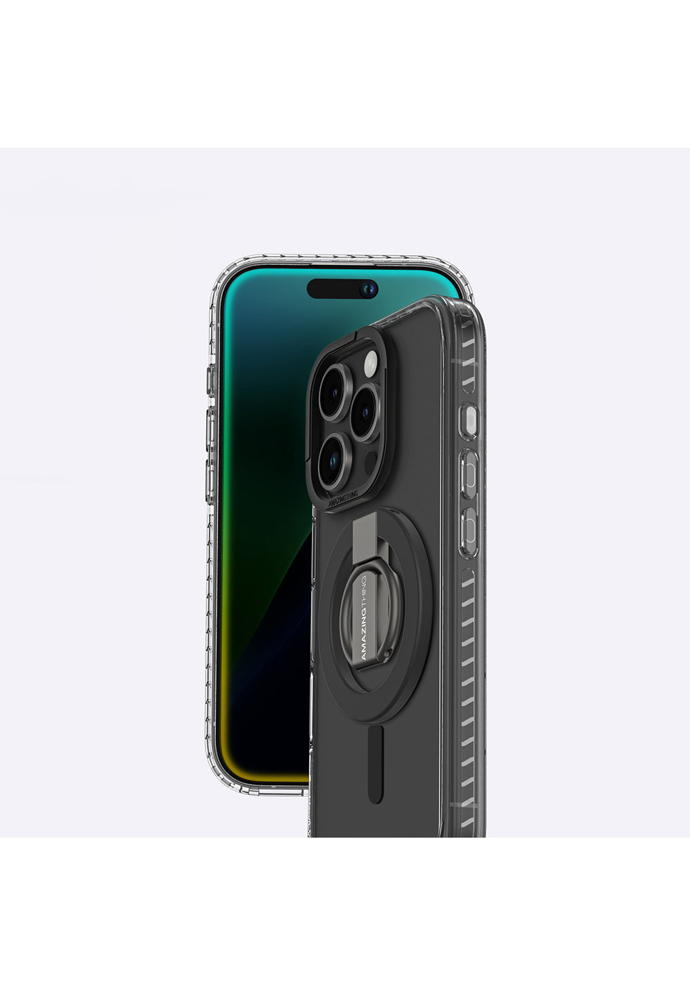 Apple iPhone 16 Pro Kılıf Manyetik Şarj Uyumlu Yüzük Standlı Amazingthing Titan Pro Serisi Kapak