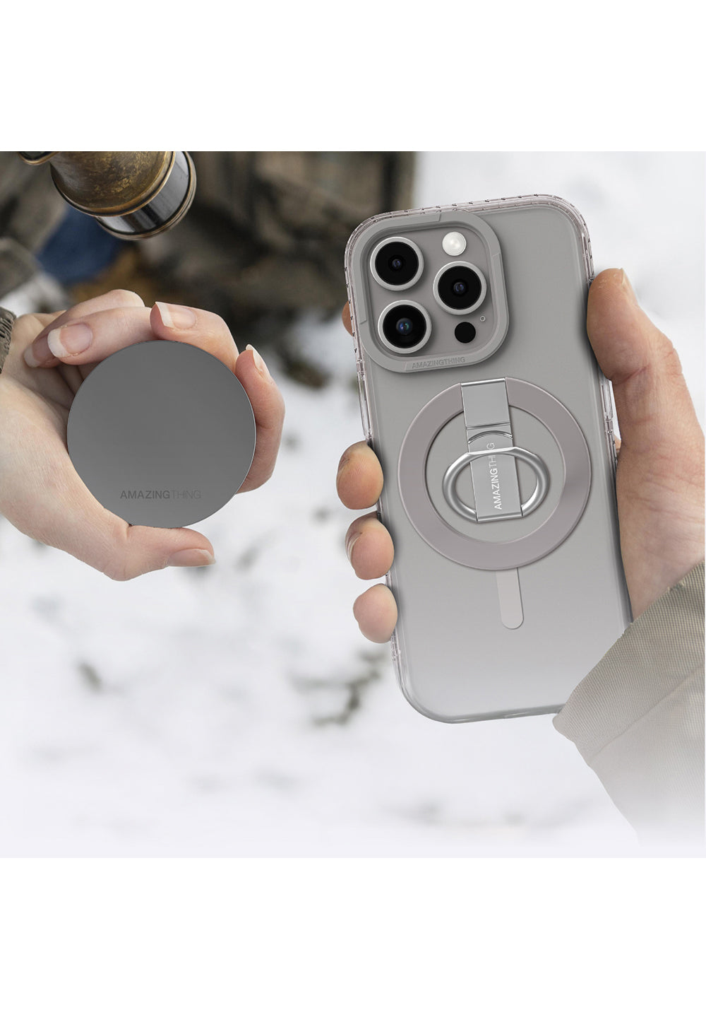 Apple iPhone 16 Pro Kılıf Manyetik Şarj Uyumlu Yüzük Standlı Amazingthing Titan Pro Serisi Kapak