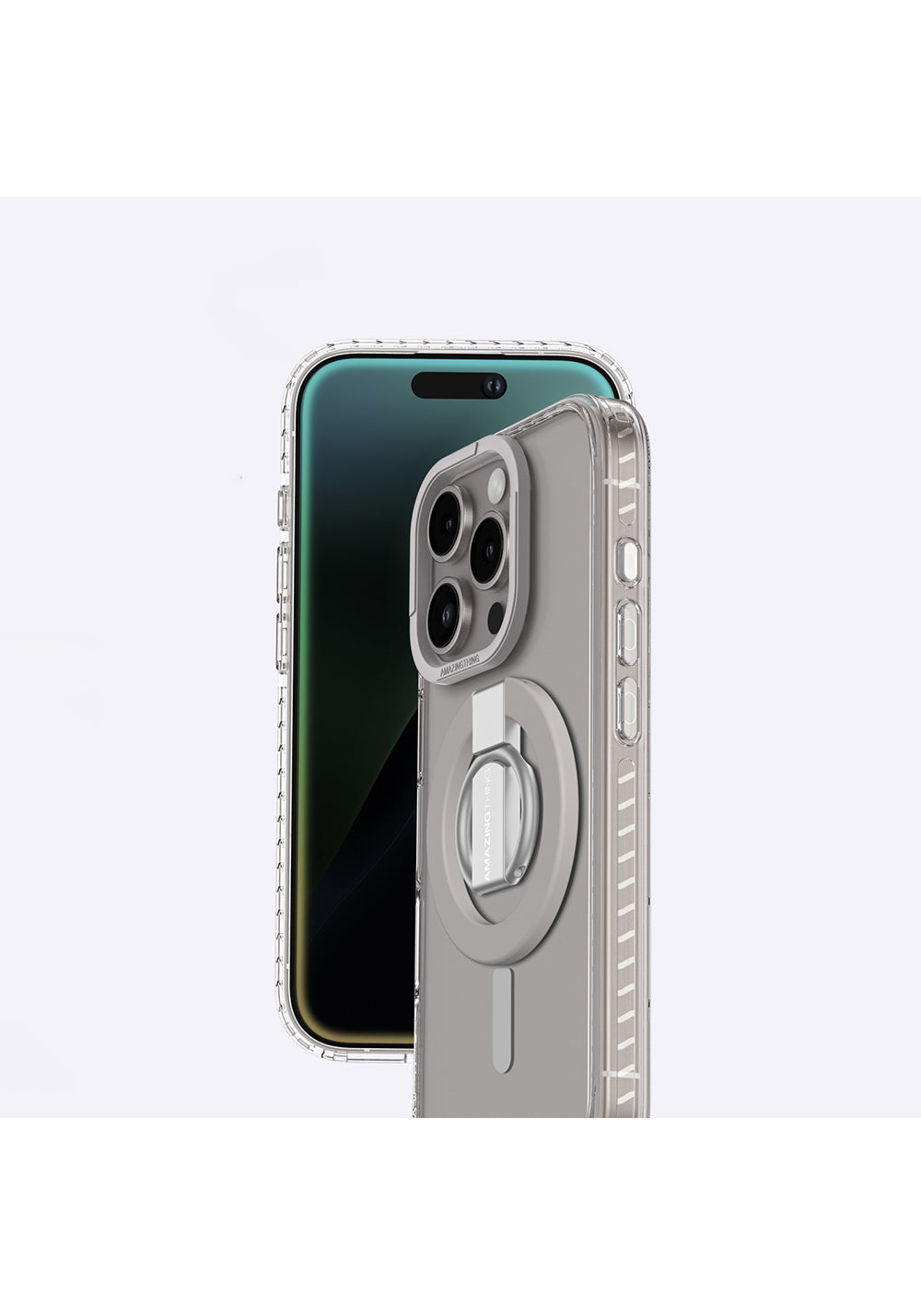 Apple iPhone 16 Pro Kılıf Manyetik Şarj Uyumlu Yüzük Standlı Amazingthing Titan Pro Serisi Kapak