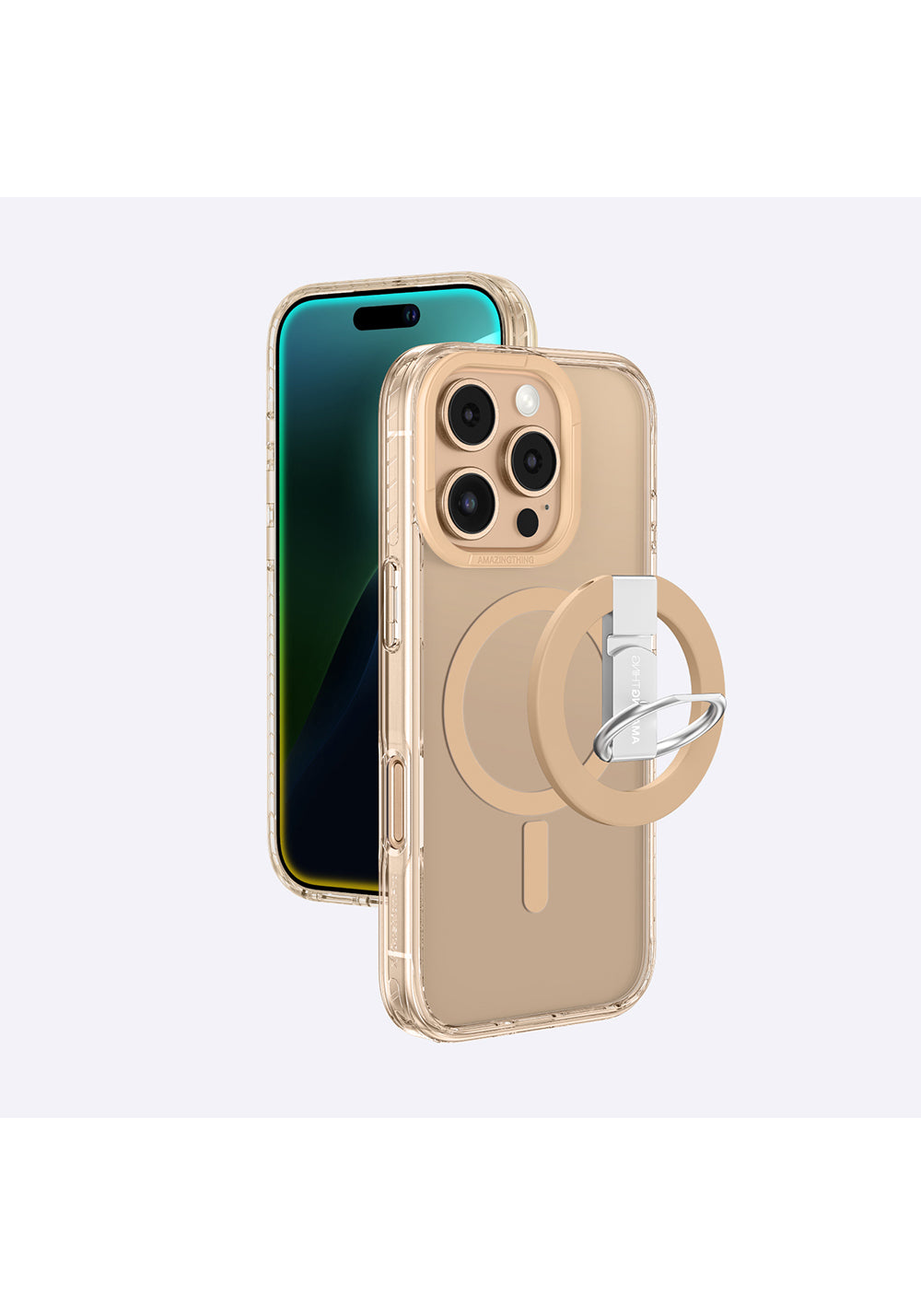 Apple iPhone 16 Pro Kılıf Manyetik Şarj Uyumlu Yüzük Standlı Amazingthing Titan Pro Serisi Kapak