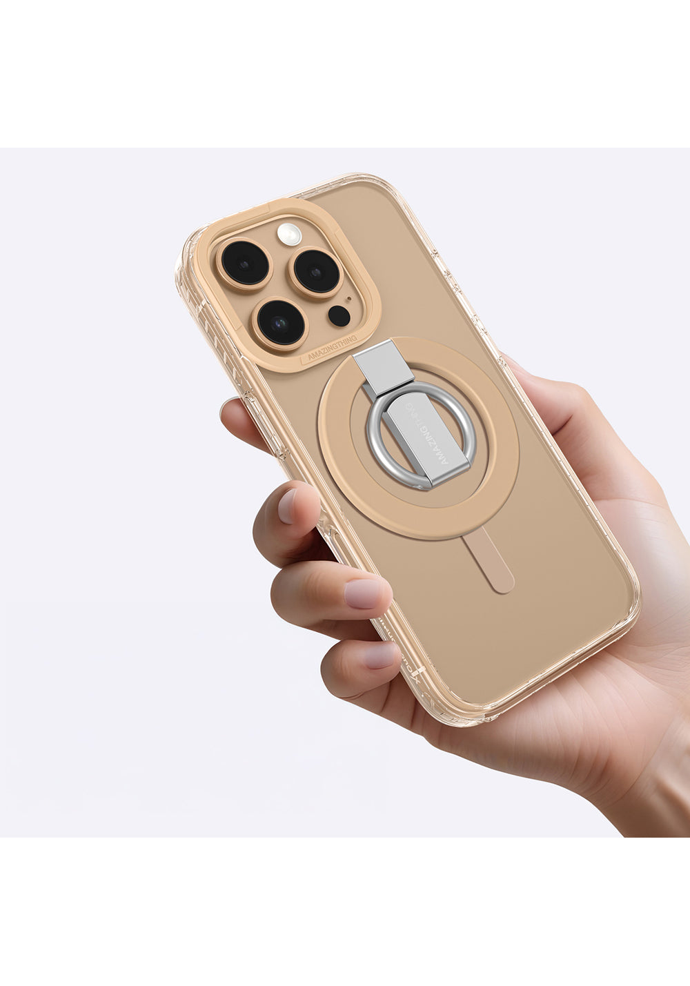 Apple iPhone 16 Pro Kılıf Manyetik Şarj Uyumlu Yüzük Standlı Amazingthing Titan Pro Serisi Kapak
