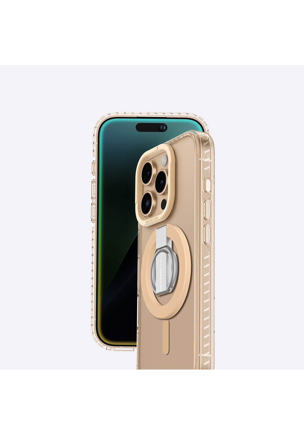Apple iPhone 16 Pro Kılıf Manyetik Şarj Uyumlu Yüzük Standlı Amazingthing Titan Pro Serisi Kapak