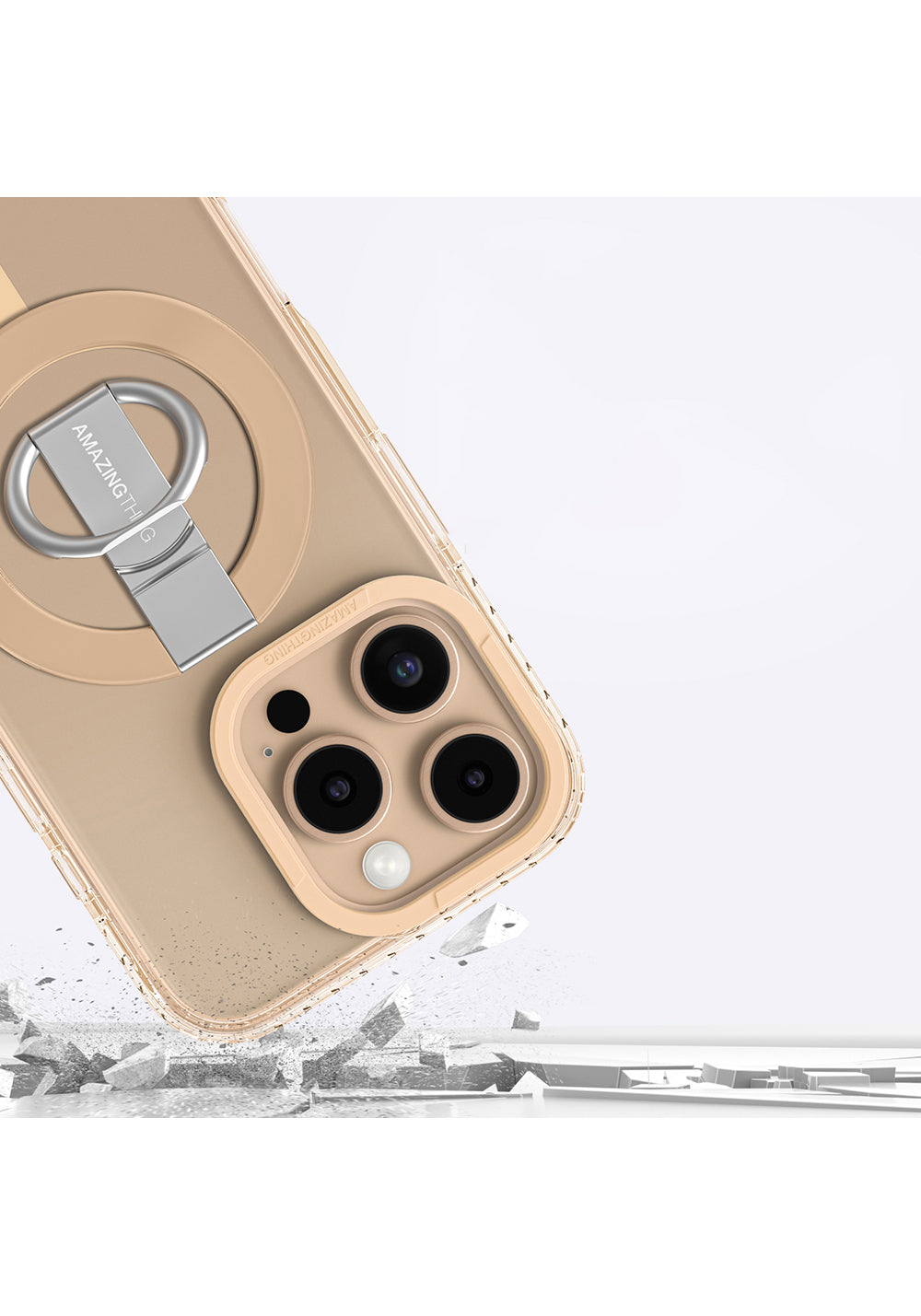 Apple iPhone 16 Pro Max Kılıf Manyetik Şarj Uyumlu Yüzük Standlı Amazingthing Titan Pro Serisi Kapak