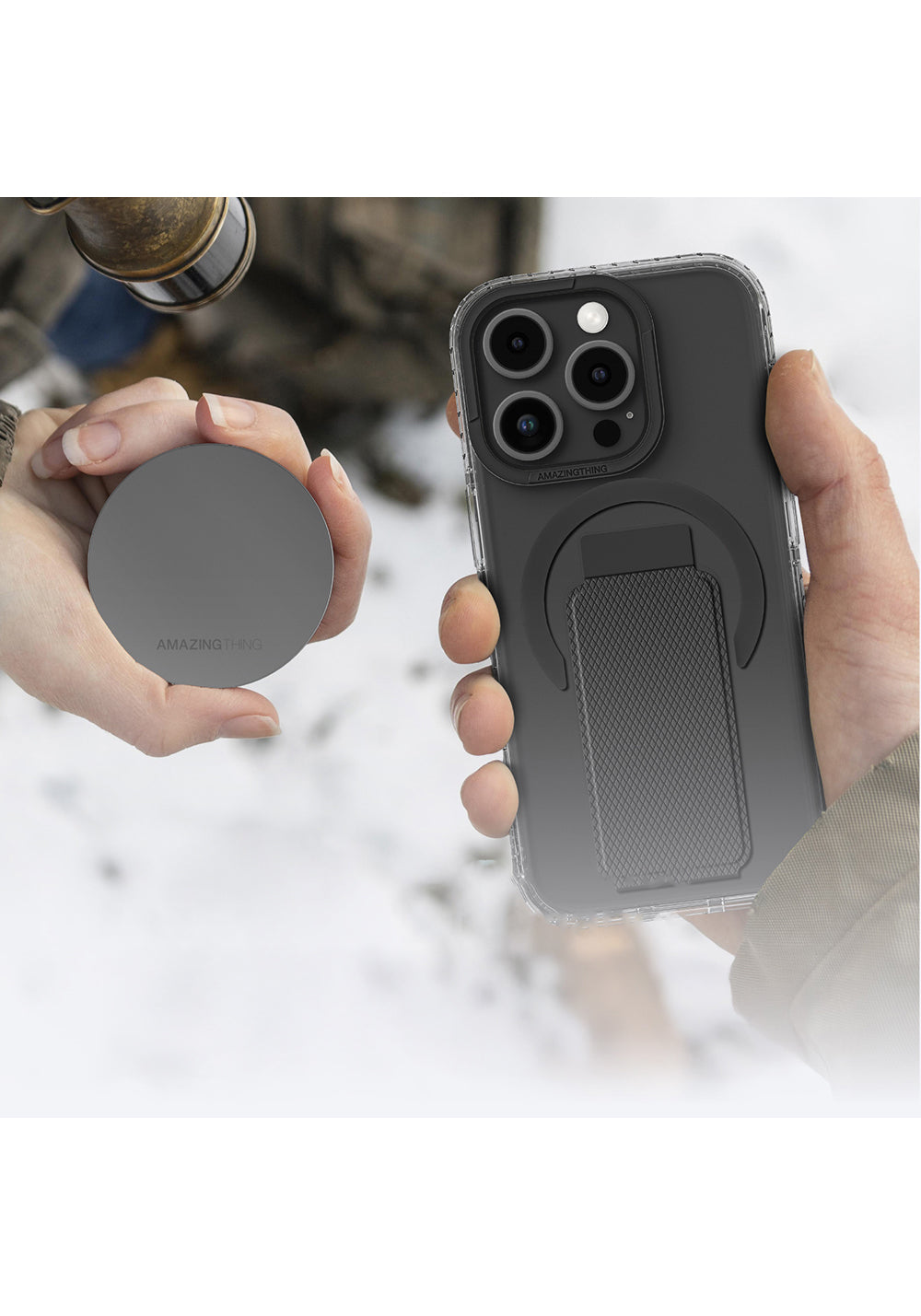 Apple iPhone 16 Pro Kılıf Manyetik Şarj Uyumlu Standlı Amazingthing Titan Pro Plus Kapak