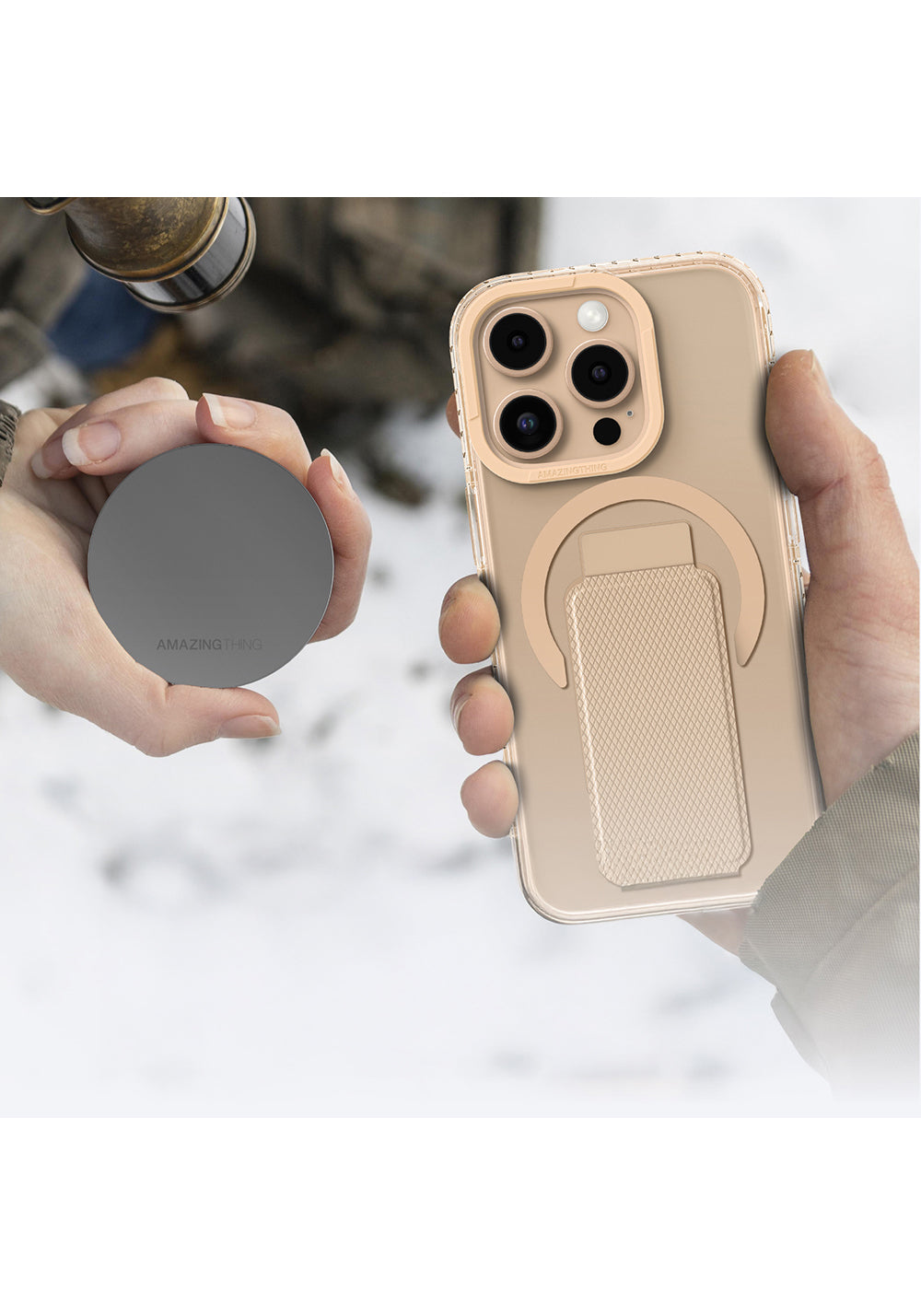 Apple iPhone 16 Pro Max Kılıf Manyetik Şarj Uyumlu Standlı Amazingthing Titan Pro Plus Kapak