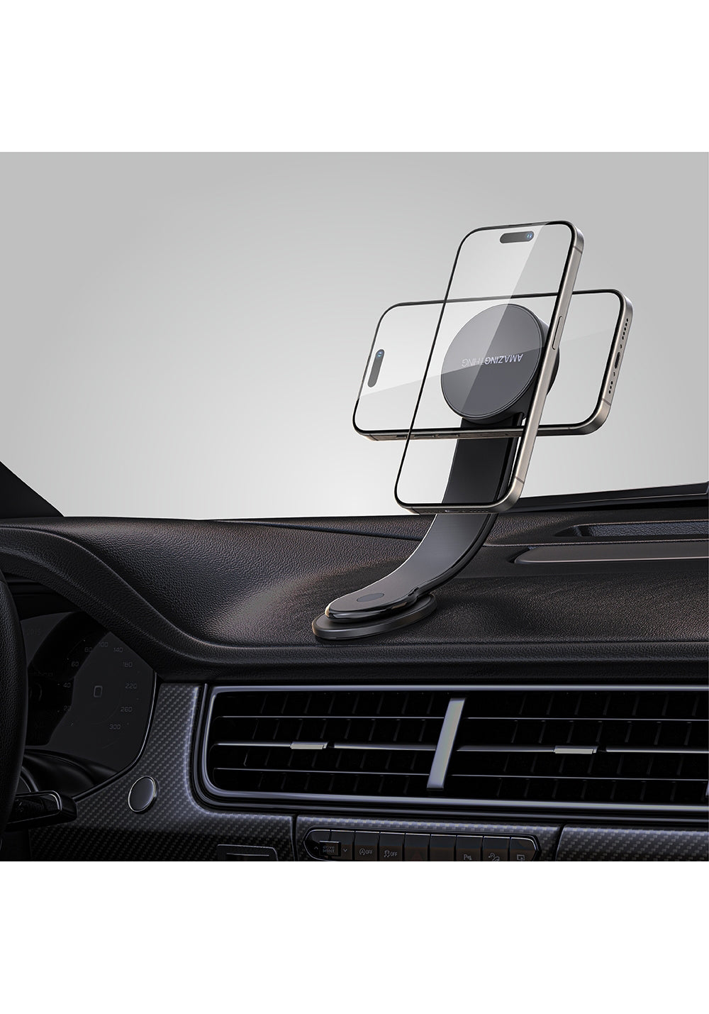 Amazingthing Explorer Pro Mag Magnetik M-safe Uyumlu Bükülebilen Eğimli ve Düz Zemin Araç Telefon Tutucu