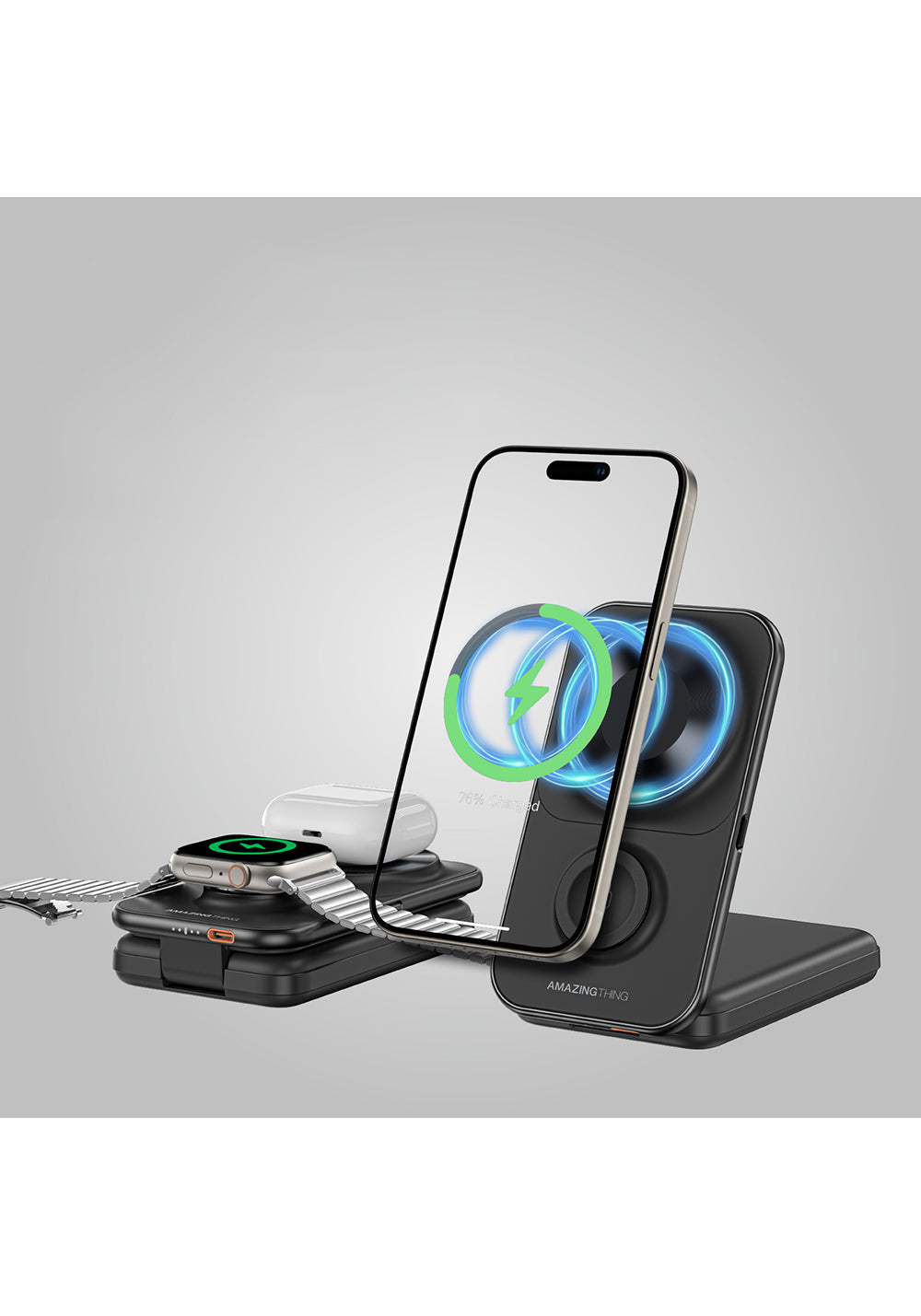Amazingthing Thunder Pro Mag 6in1 PD22.5W Katlanabilir Standlı Kablosuz Powerbank 8000mAh