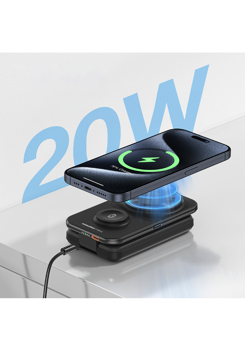 Amazingthing Thunder Pro Mag 6in1 PD22.5W Katlanabilir Standlı Kablosuz Powerbank 8000mAh