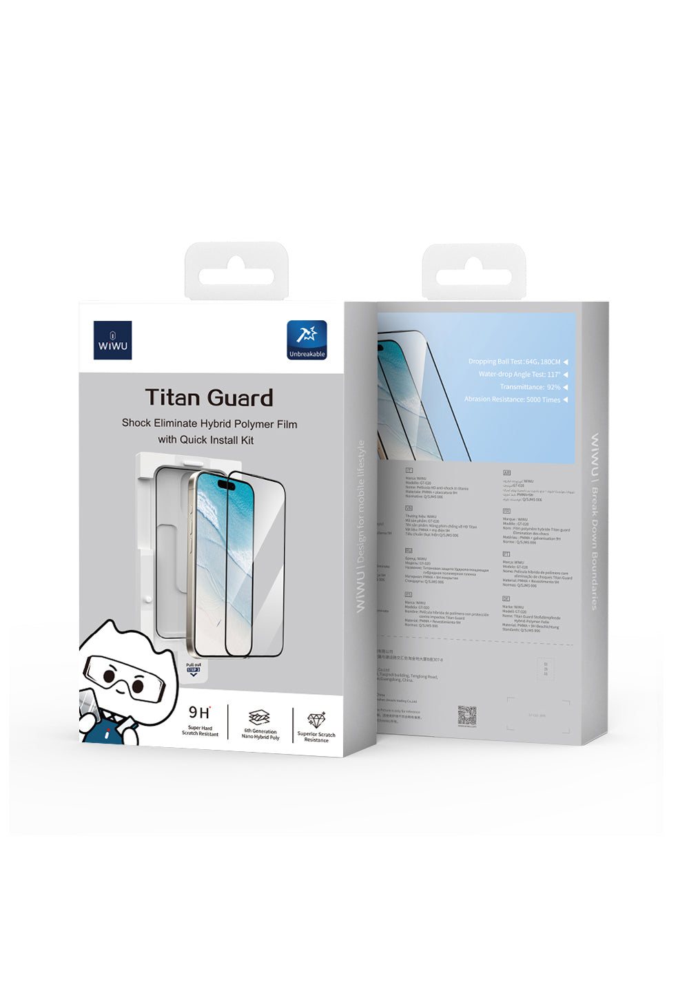 Apple iPhone 16 Plus Wiwu GT-020 Titan Guard Serisi Şok Emici Hibrit Polimer HD Şeffaf Ekran Koruyucu Film + Kolay Uygulama Aparatı