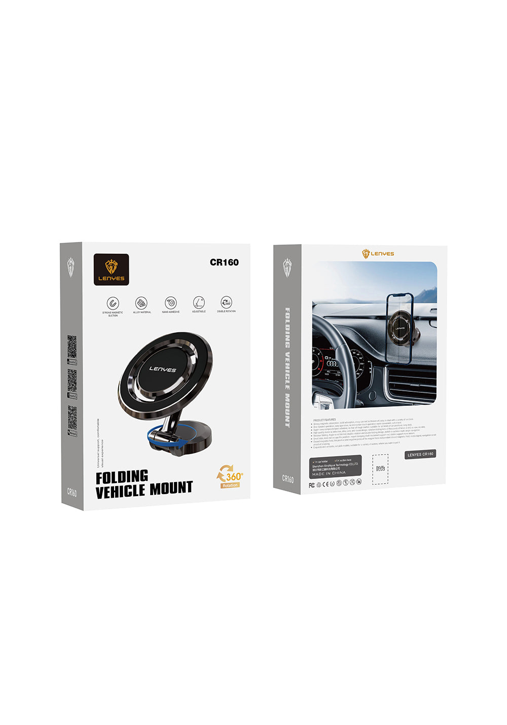 Lenyes CR160 Magnetik M-safe 360° Oynar Başlıklı Araç İçi Telefon Tutucu