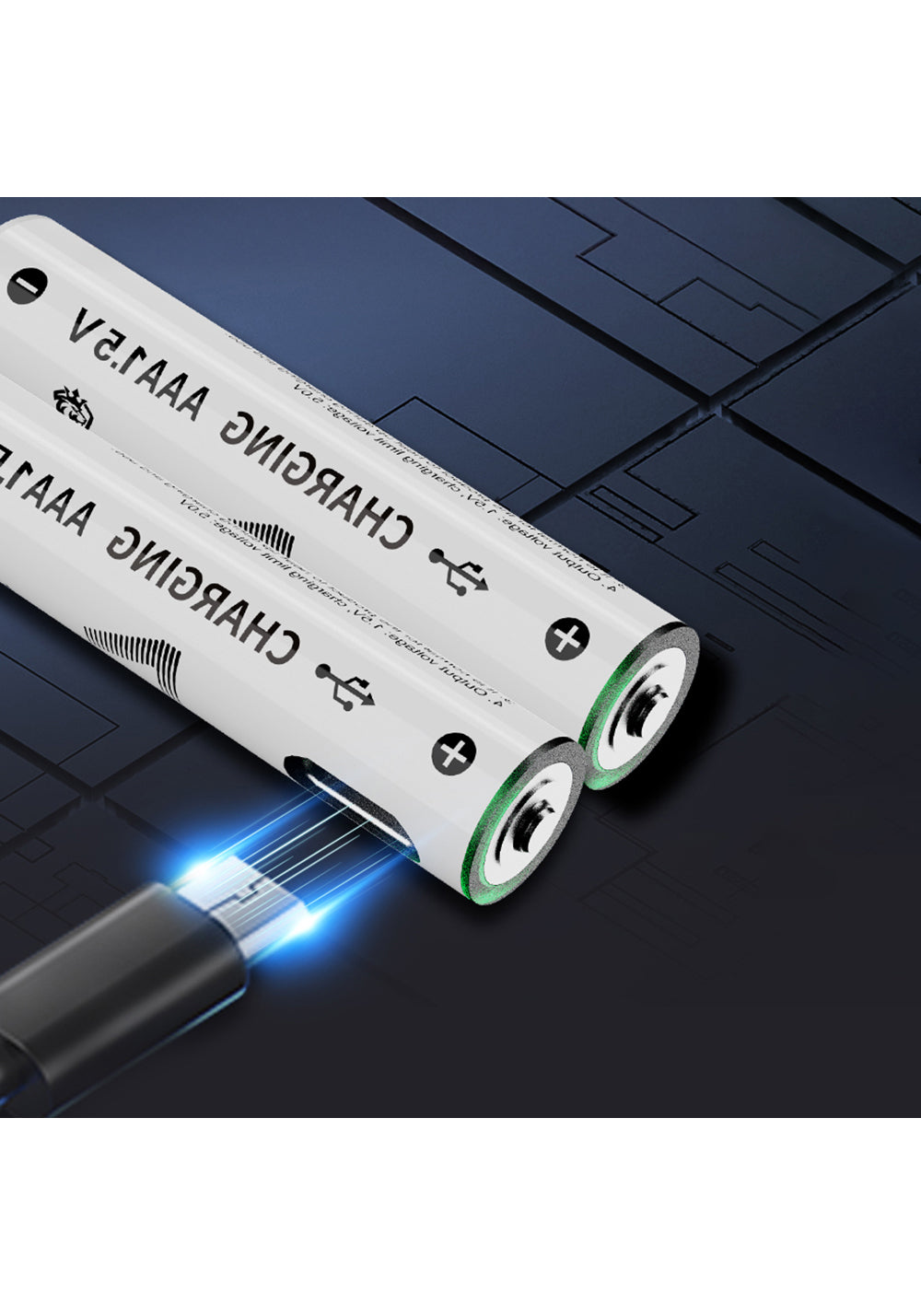 Lenyes AAA107 Type-C Şarj Portlu Şarj Edilebilir AAA Lityum-ion Pil 600mWh 1.5V 2 Adet