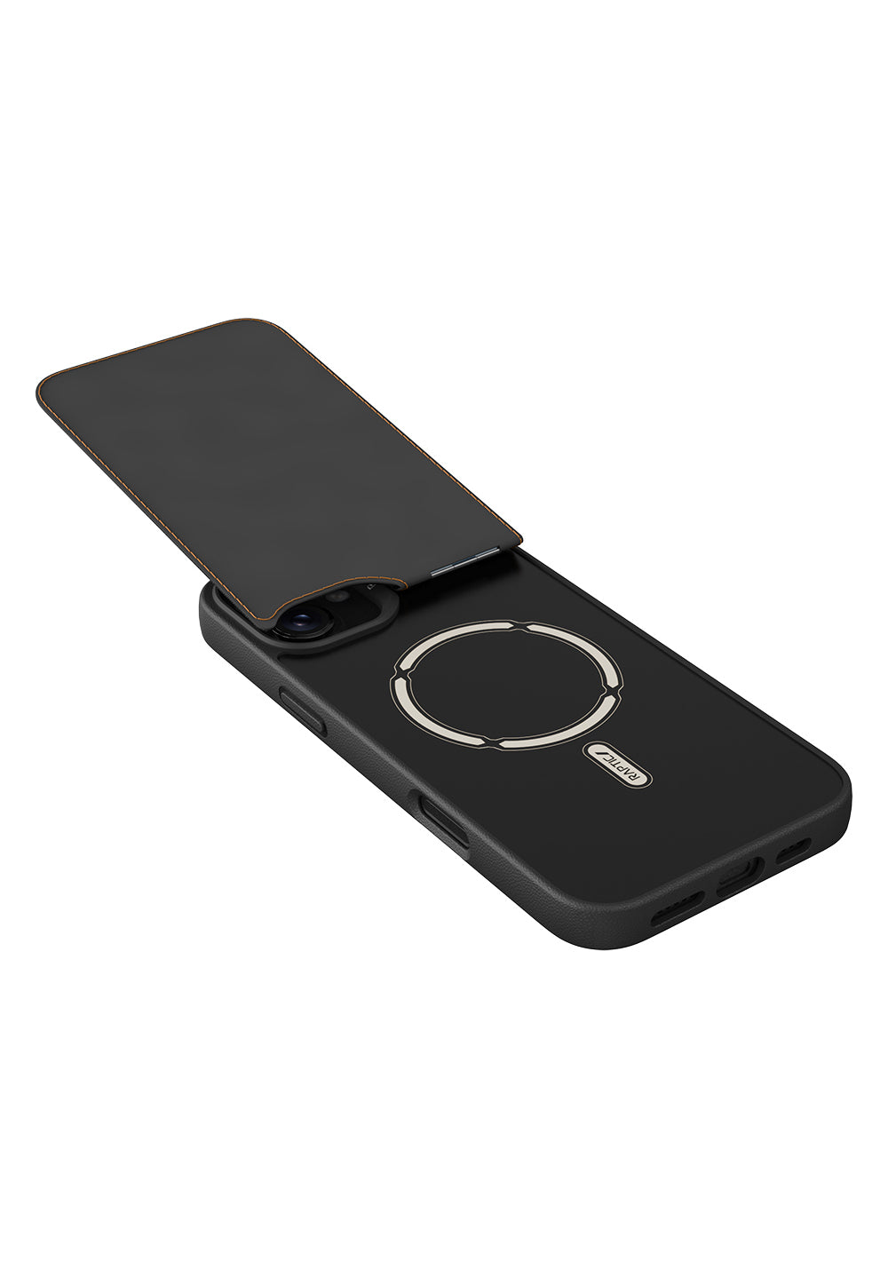 Apple iPhone 16 Kılıf Manyetik Şarj Uyumlu Raptic Slim Wallet Serisi Deri Görünümlü Kartlıklı Standlı Kapak