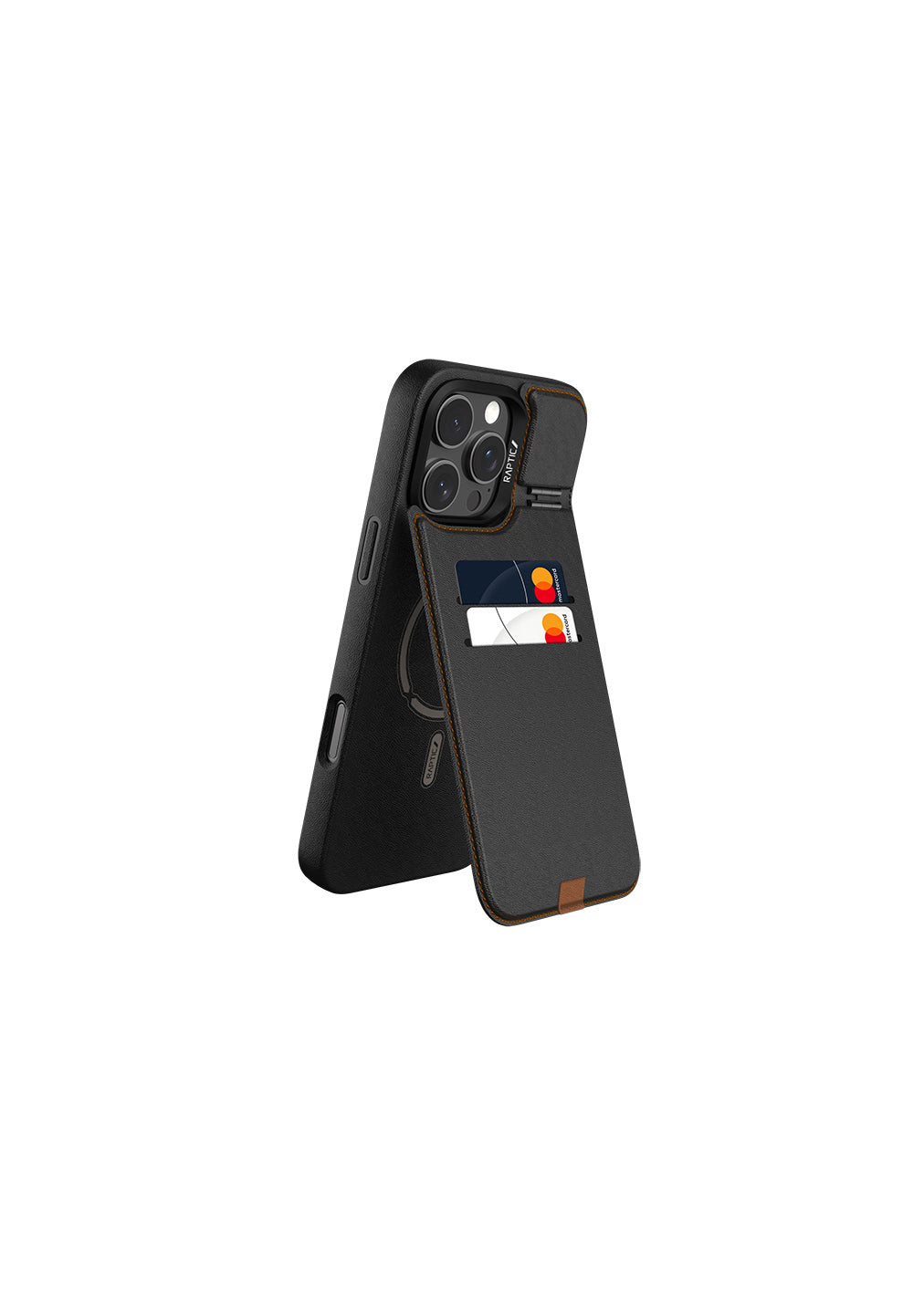 Apple iPhone 16 Pro Kılıf Manyetik Şarj Uyumlu Raptic Slim Wallet Serisi Deri Görünümlü Kartlıklı Standlı Kapak