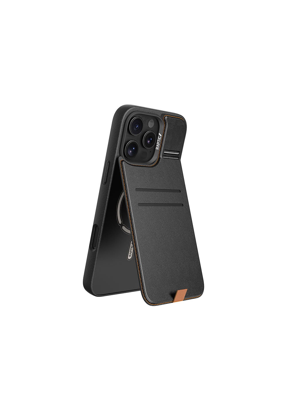 Apple iPhone 16 Pro Max Kılıf Manyetik Şarj Uyumlu Raptic Slim Wallet Serisi Deri Görünümlü Kartlıklı Standlı Kapak