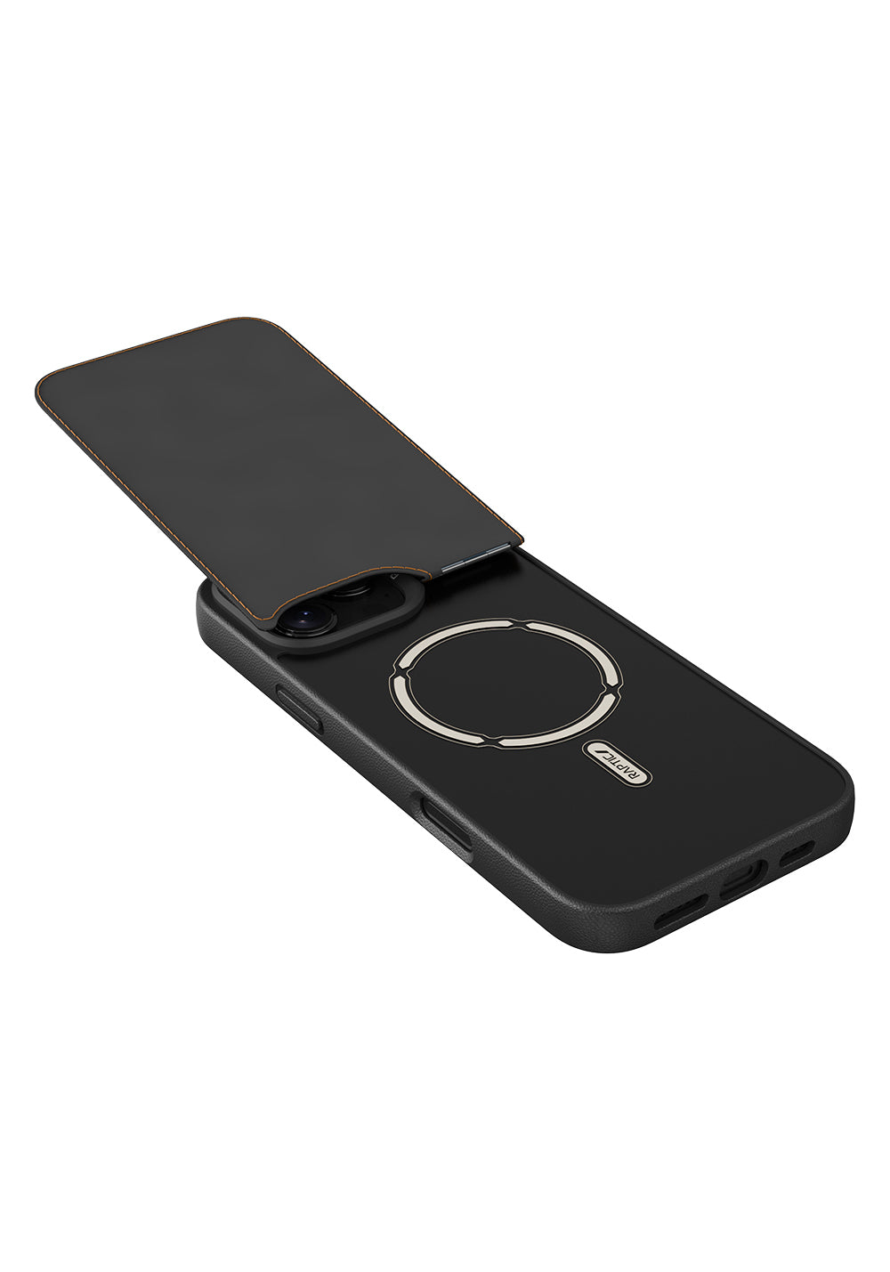 Apple iPhone 16 Pro Max Kılıf Manyetik Şarj Uyumlu Raptic Slim Wallet Serisi Deri Görünümlü Kartlıklı Standlı Kapak