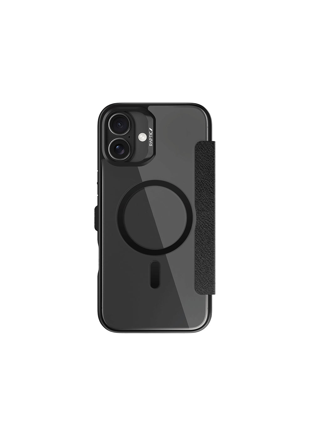 Apple iPhone 16 Kılıf Manyetik Şarj Uyumlu Vegan Deri Tasarımlı Şeffaf Arka Yüzey Kartlıklı Raptic Urban Folio Serisi Kapak