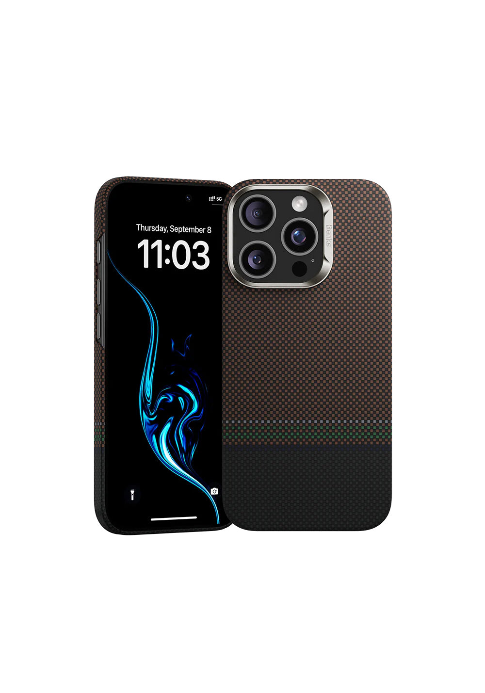 Apple iPhone 16 Pro Max Kılıf Manyetik Şarj Uyumlu Karbon Fiber Tasarımlı Benks Prestige ArmorAir Kevlar Kapak
