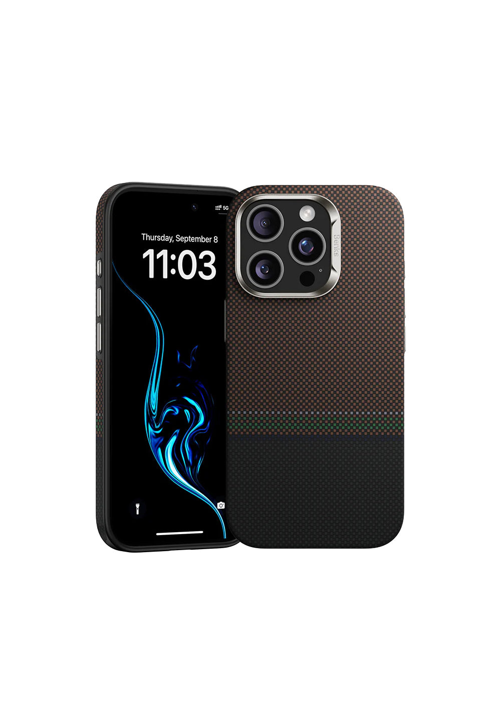 Apple iPhone 16 Pro Max Kılıf Manyetik Şarj Uyumlu Karbon Fiber Tasarımlı Benks Prestige ArmorPro Kevlar Kapak