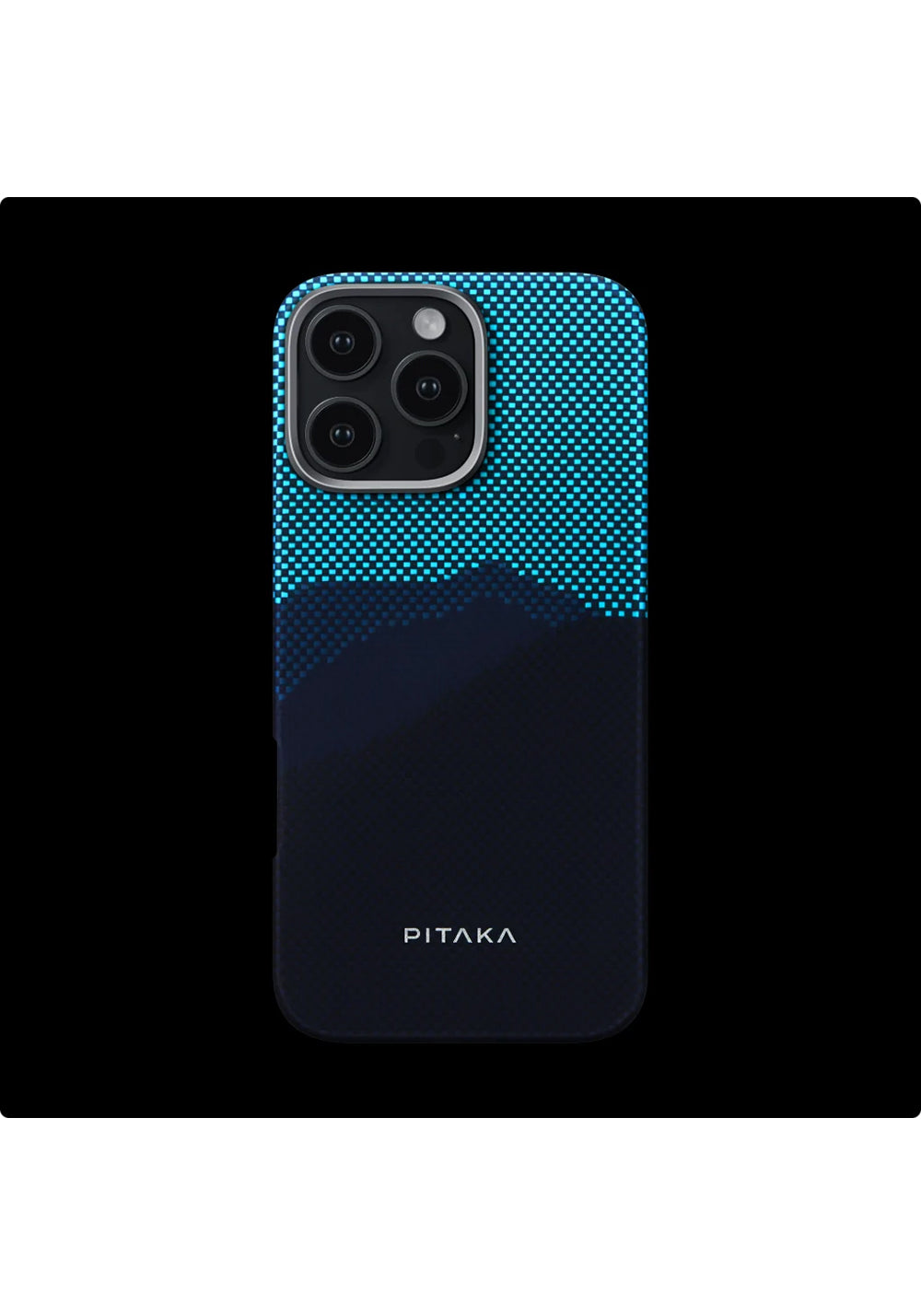 Apple iPhone 16 Pro Kılıf Manyetik Şarj Uyumlu Lumintex Teknolojili Fosforlu Özellikli Aramid Karbon Fiber Pitaka Tactile Woven Starpeak Serisi Over The Horizon Kapak