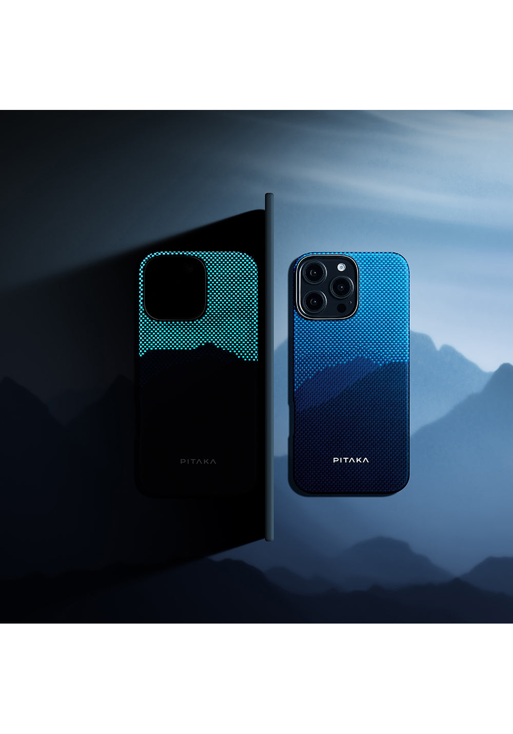Apple iPhone 16 Pro Kılıf Manyetik Şarj Uyumlu Lumintex Teknolojili Fosforlu Özellikli Aramid Karbon Fiber Pitaka Tactile Woven Starpeak Serisi Over The Horizon Kapak