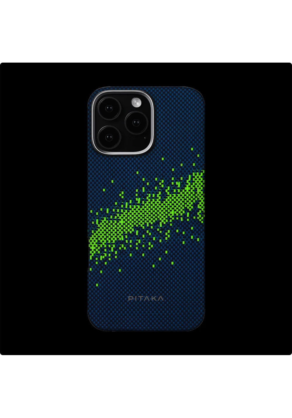Apple iPhone 16 Pro Kılıf Manyetik Şarj Uyumlu Lumintex Teknolojili Fosforlu Özellikli Aramid Karbon Fiber Pitaka Tactile Woven Starpeak Serisi Milky Way Galaxy Kapak