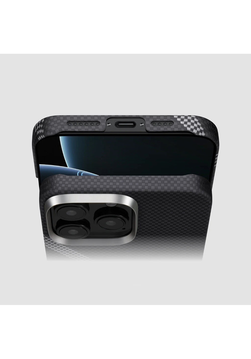 Apple iPhone 16 Pro Max Kılıf Manyetik Şarj Uyumlu Aramid Karbon Fiber Re-TROS Tasarımlı Pitaka Tactile Woven Rebuilding Serisi Kapak