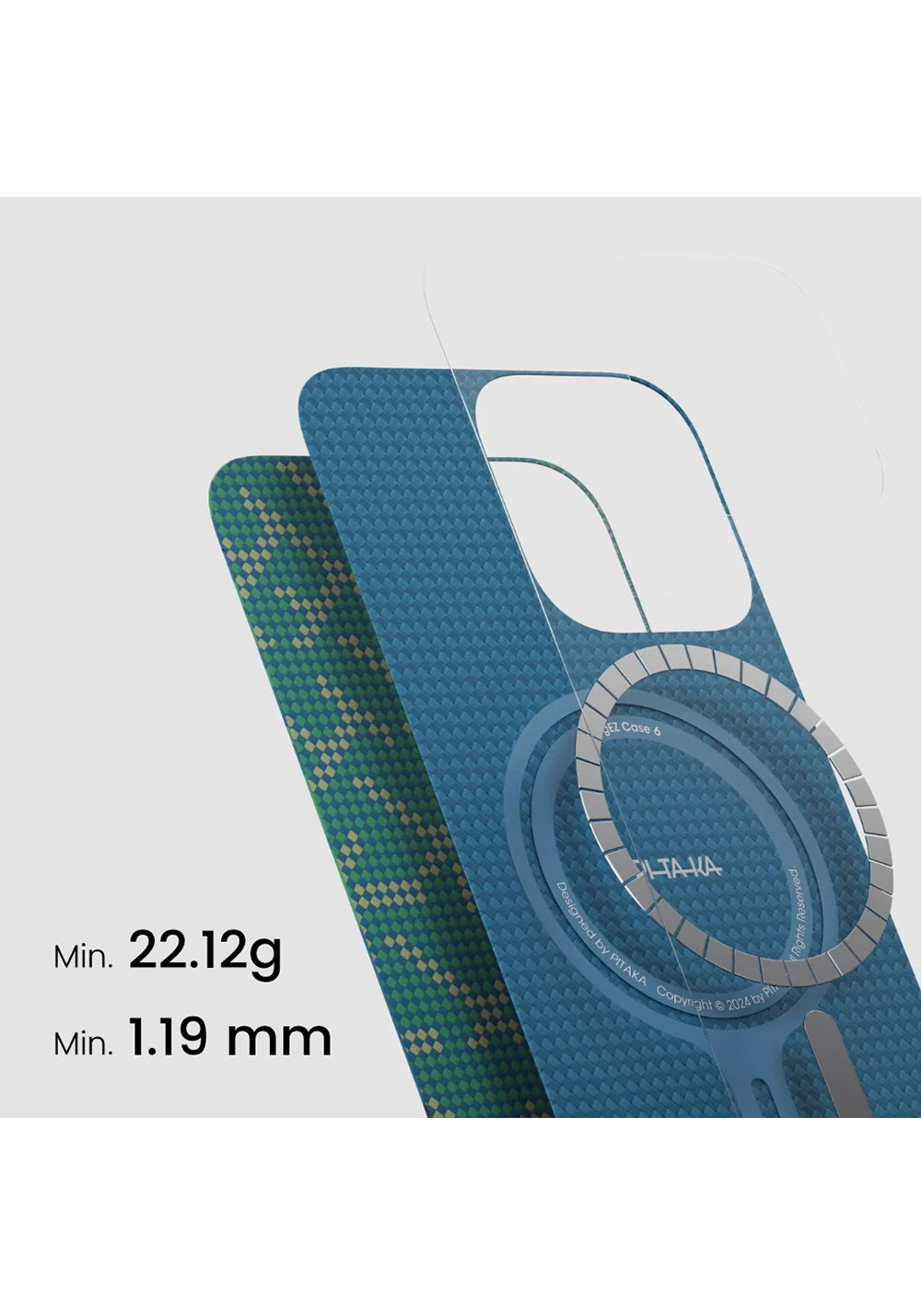 Apple iPhone 16 Pro Max Kılıf Manyetik Şarj Uyumlu Aramid Karbon Fiber Pitaka Tactile Woven Monogram Serisi Kapak