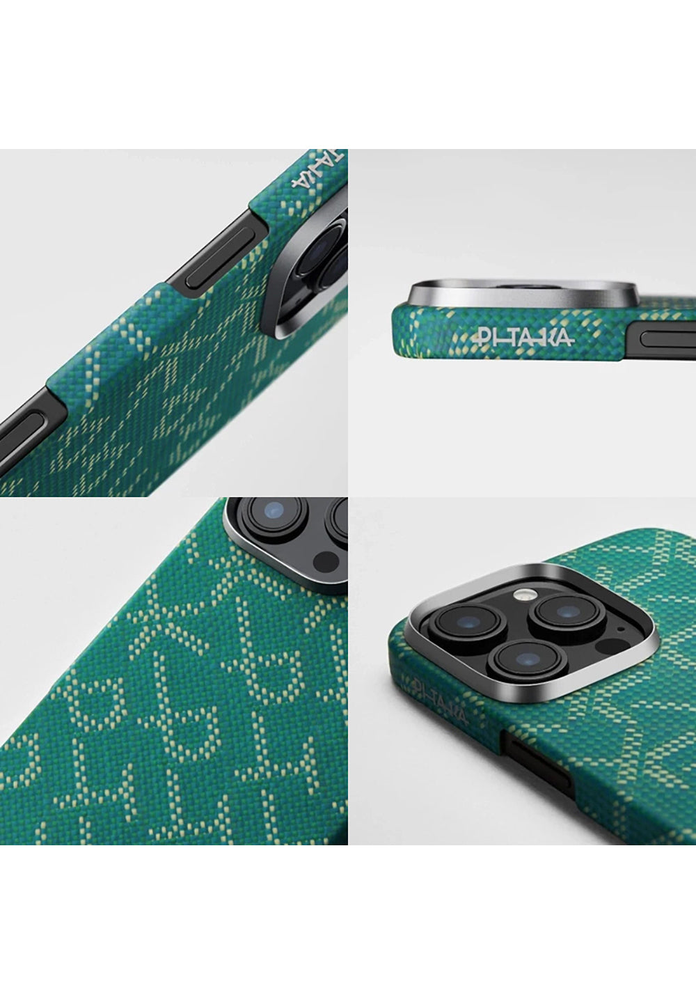 Apple iPhone 16 Pro Max Kılıf Manyetik Şarj Uyumlu Aramid Karbon Fiber Pitaka Tactile Woven Monogram Serisi Kapak