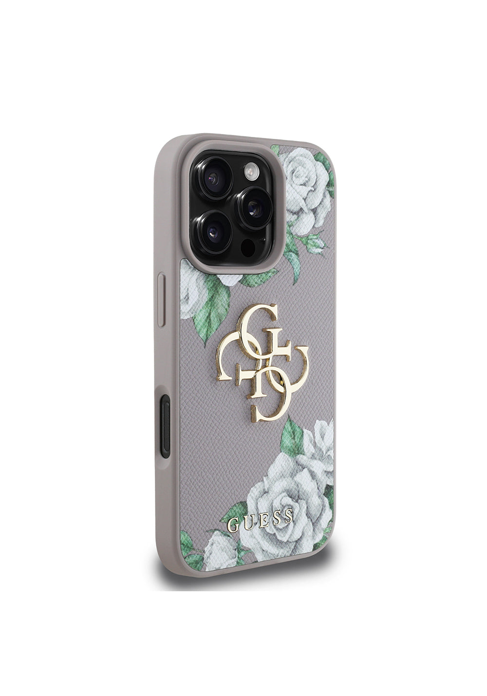 Apple iPhone 16 Pro Kılıf Guess Orijinal Lisanslı Gül Baskılı Büyük Metal Logo Dizaynlı Kapak