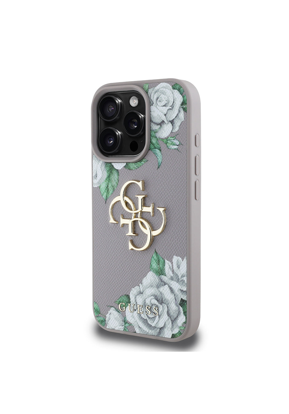 Apple iPhone 16 Pro Kılıf Guess Orijinal Lisanslı Gül Baskılı Büyük Metal Logo Dizaynlı Kapak