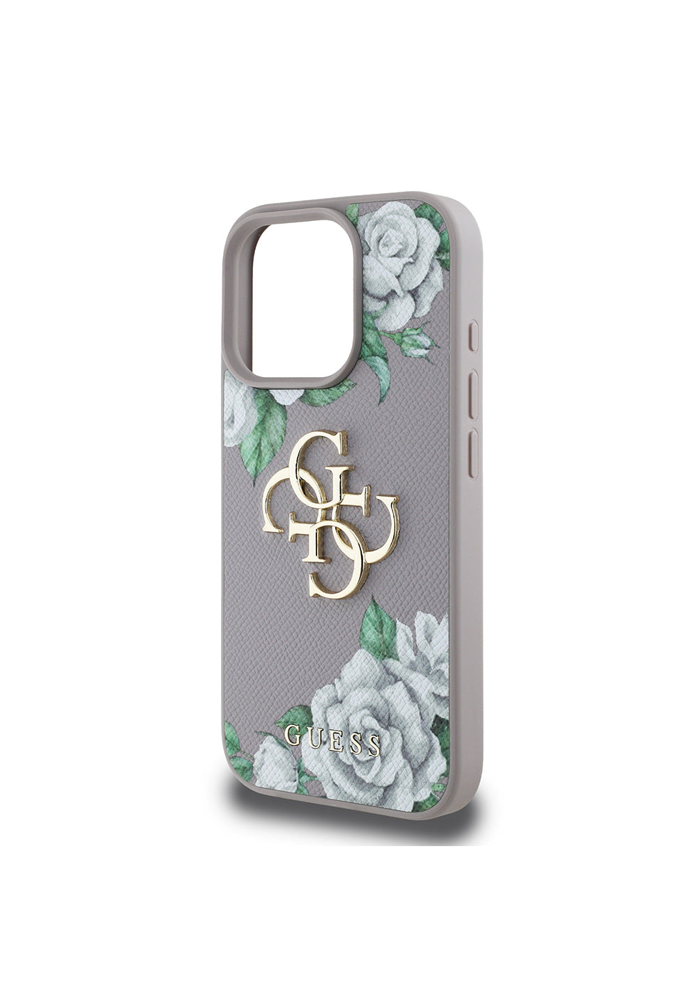 Apple iPhone 16 Pro Kılıf Guess Orijinal Lisanslı Gül Baskılı Büyük Metal Logo Dizaynlı Kapak