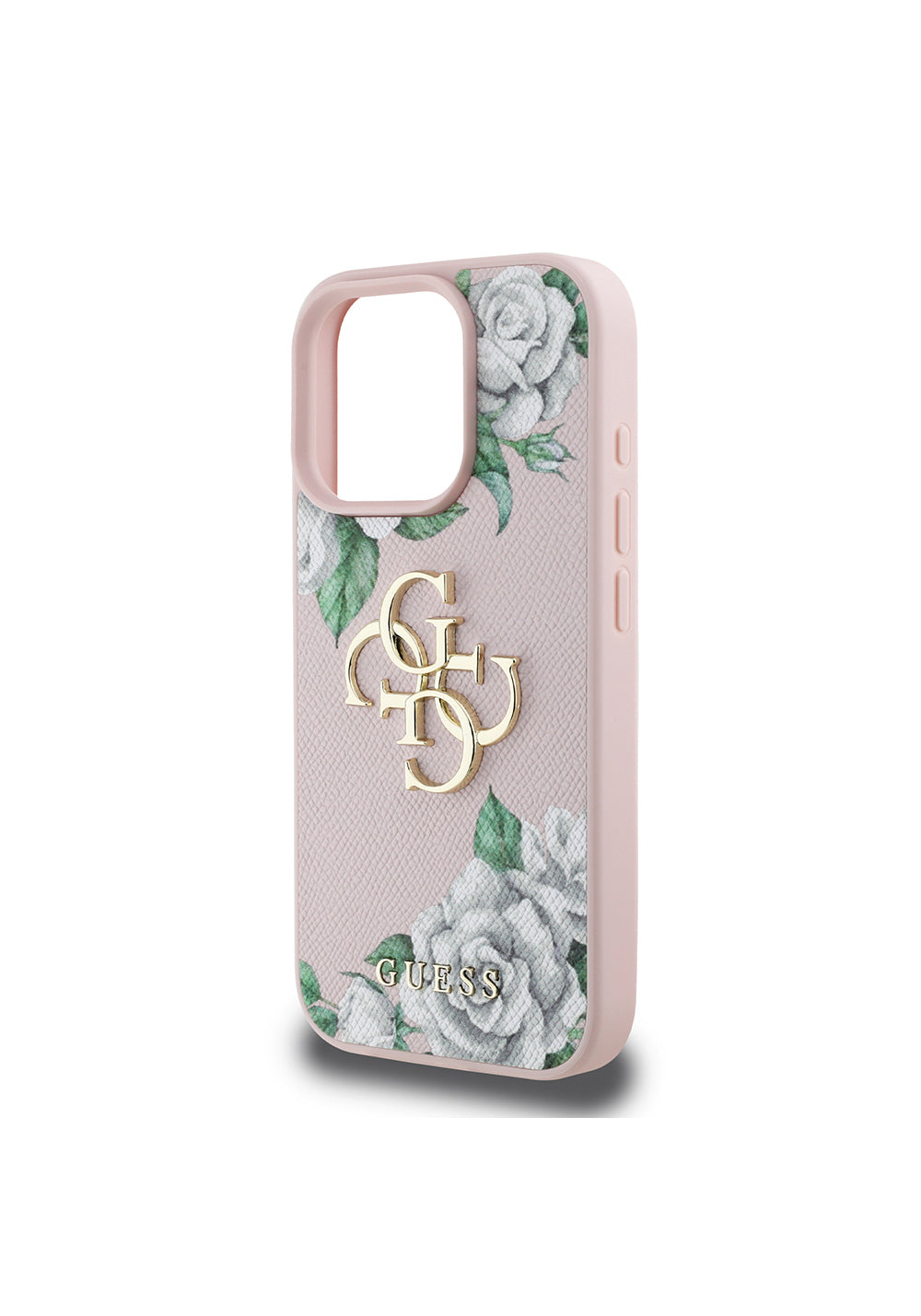 Apple iPhone 16 Pro Kılıf Guess Orijinal Lisanslı Gül Baskılı Büyük Metal Logo Dizaynlı Kapak