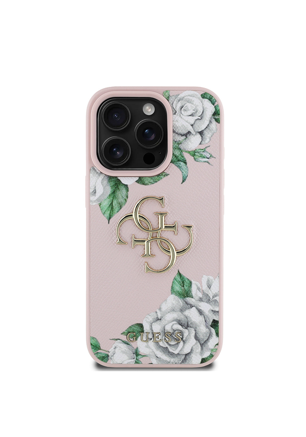 Apple iPhone 16 Pro Max Kılıf Guess Orijinal Lisanslı Gül Baskılı Büyük Metal Logo Dizaynlı Kapak