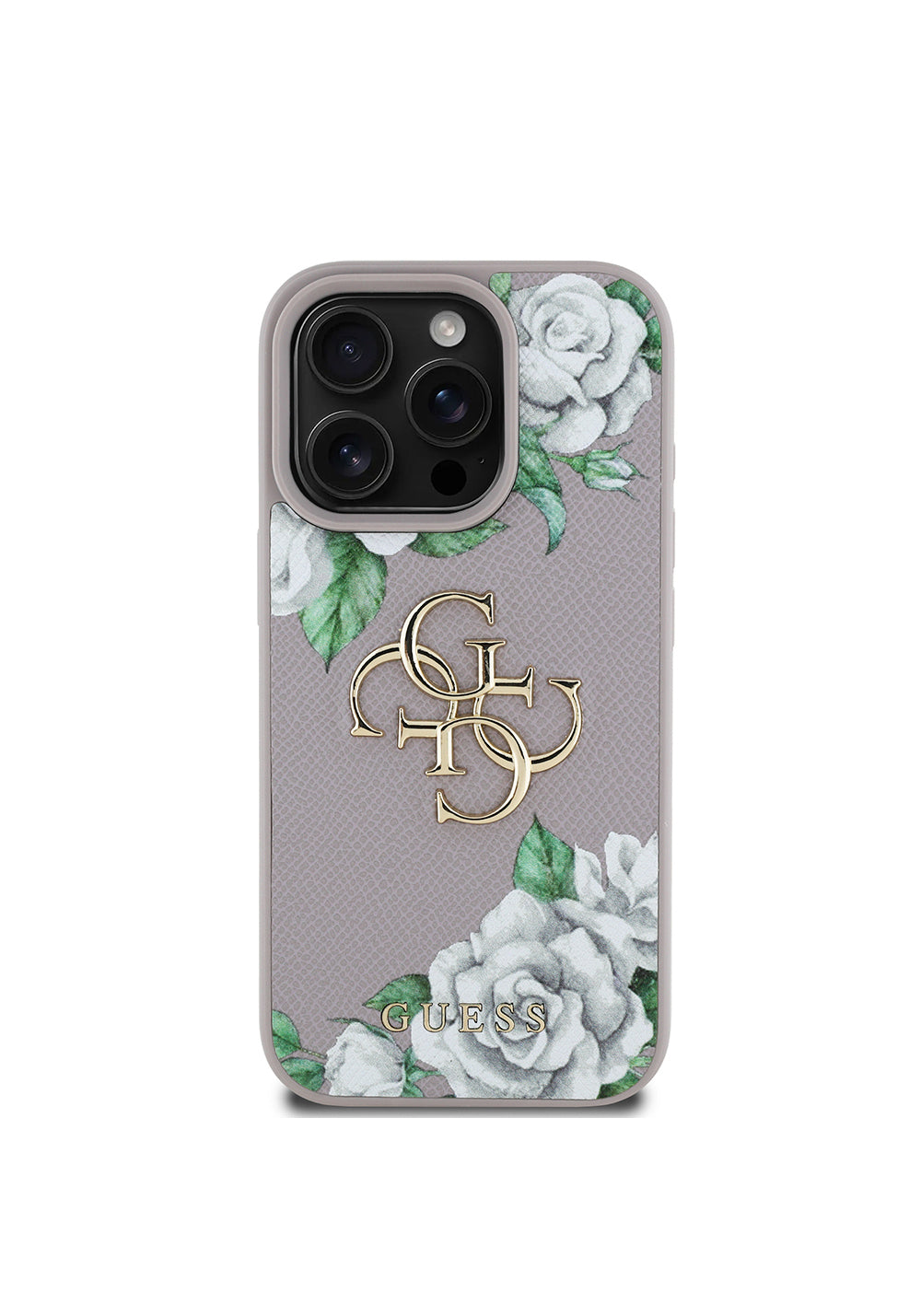 Apple iPhone 16 Pro Max Kılıf Guess Orijinal Lisanslı Gül Baskılı Büyük Metal Logo Dizaynlı Kapak